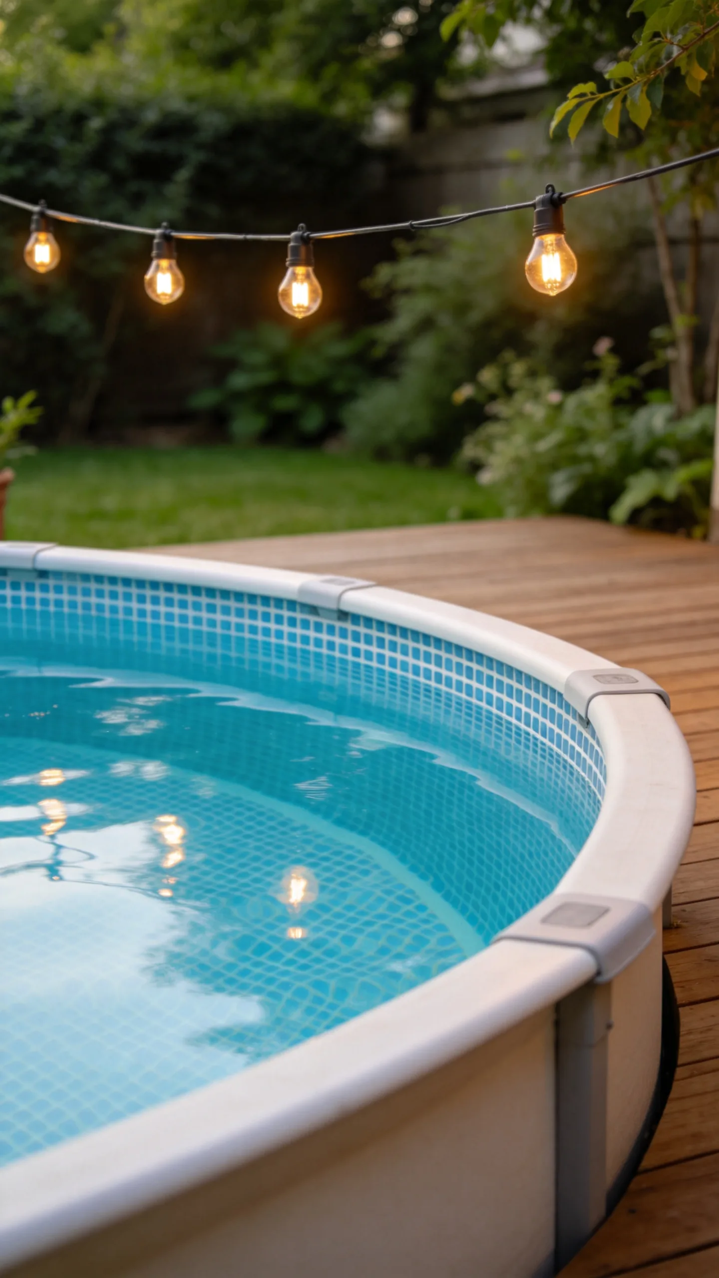 String Lights Around the Pool