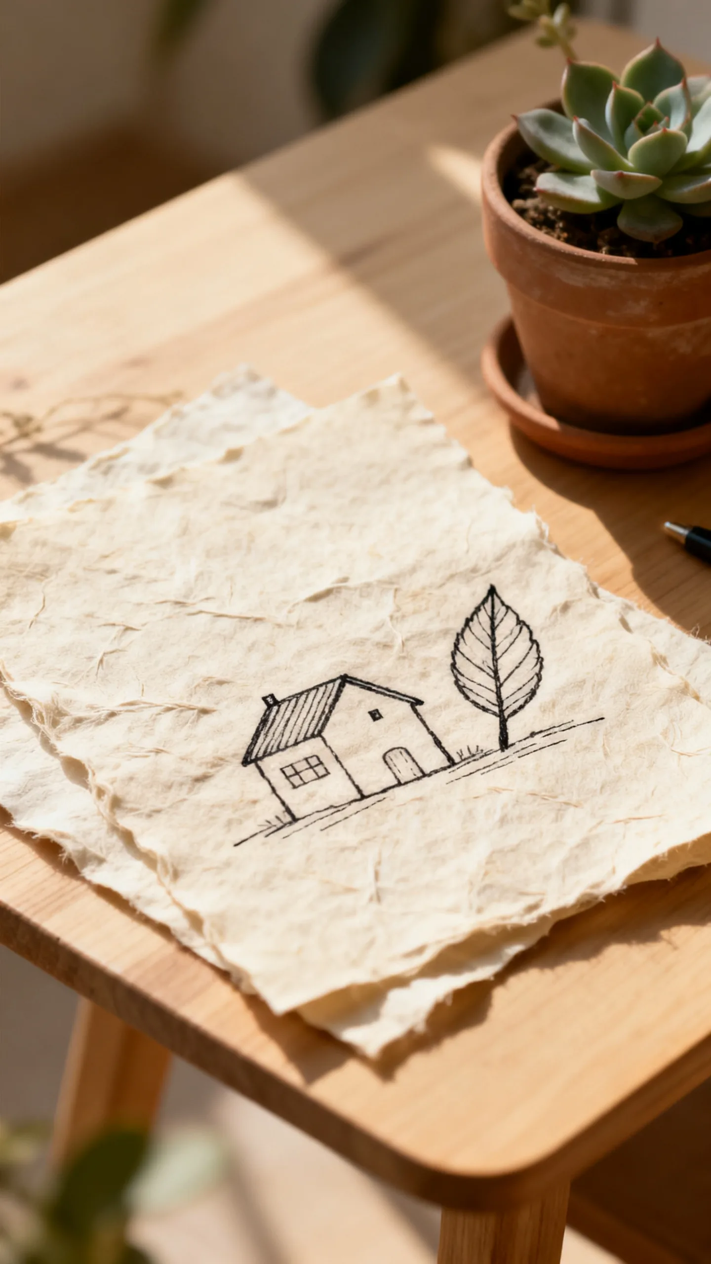 Draw Line Art On Handmade Paper