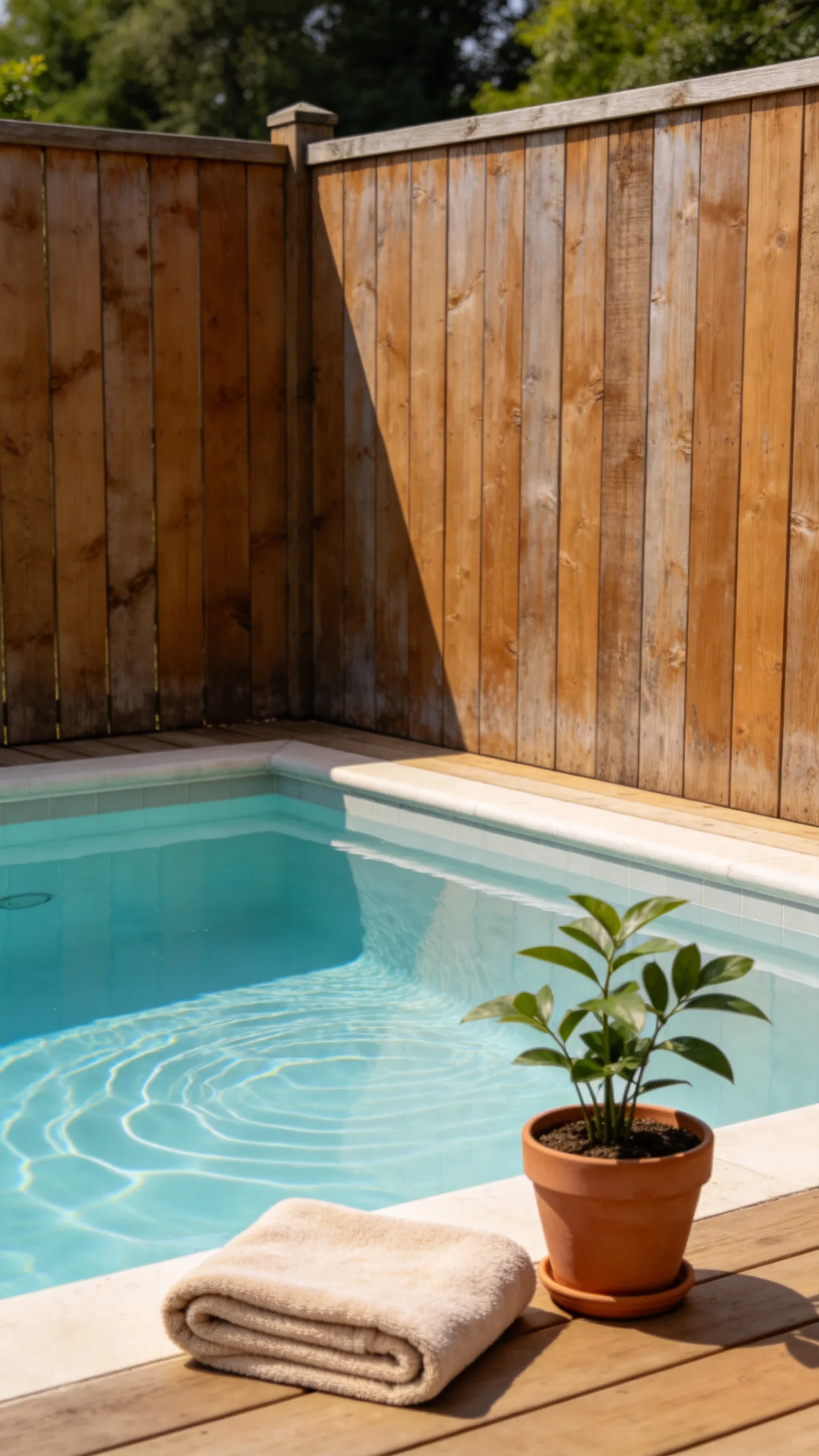 Bamboo Fence Pool Corner