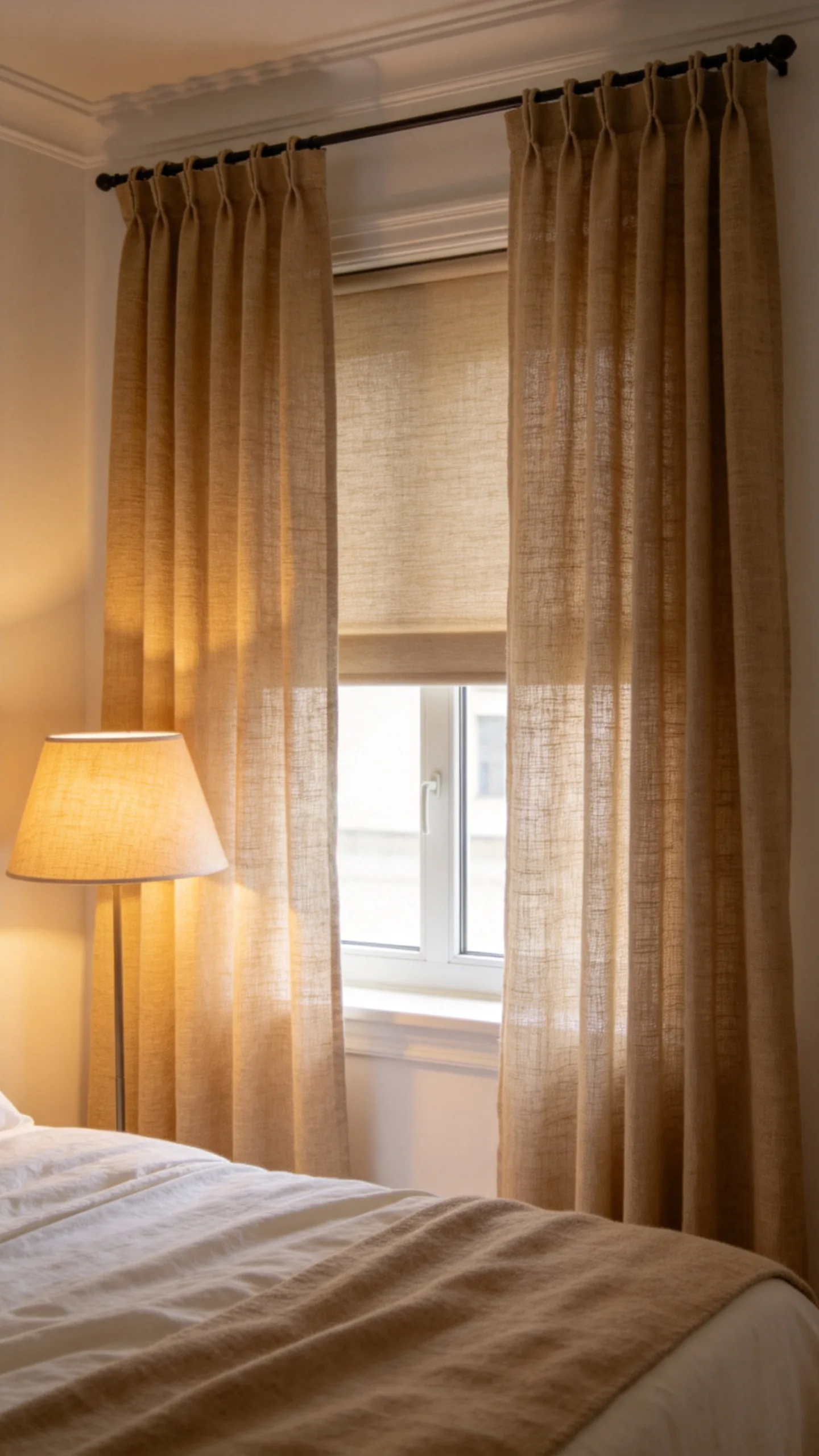 4. Frame the Bed With Soft Linen Curtains