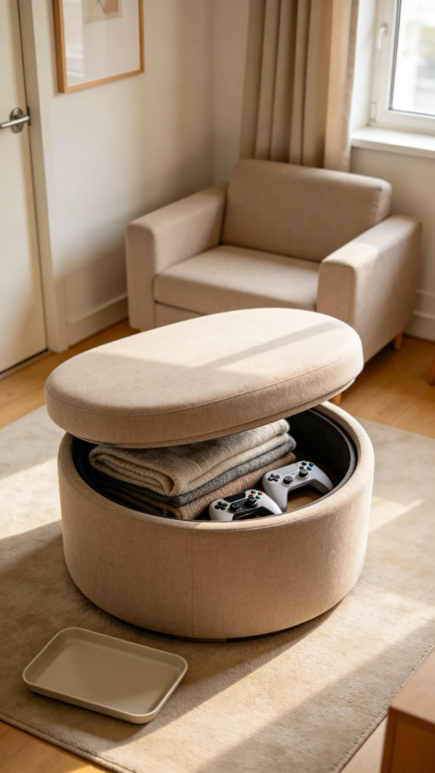 5. Use a Storage Ottoman Instead of a Coffee Table