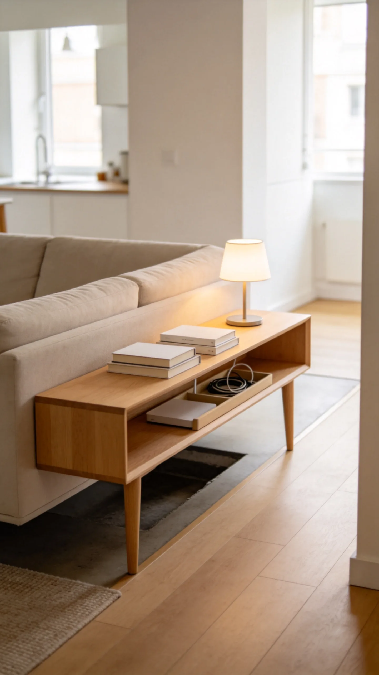 8. Place a Slim Console Behind the Sofa