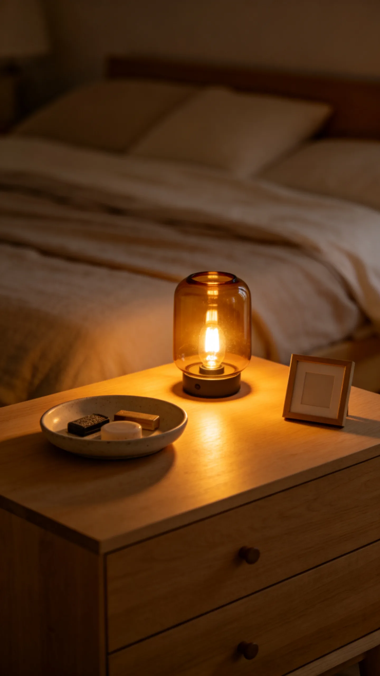 11. Place a Small Amber Lamp on the Dresser