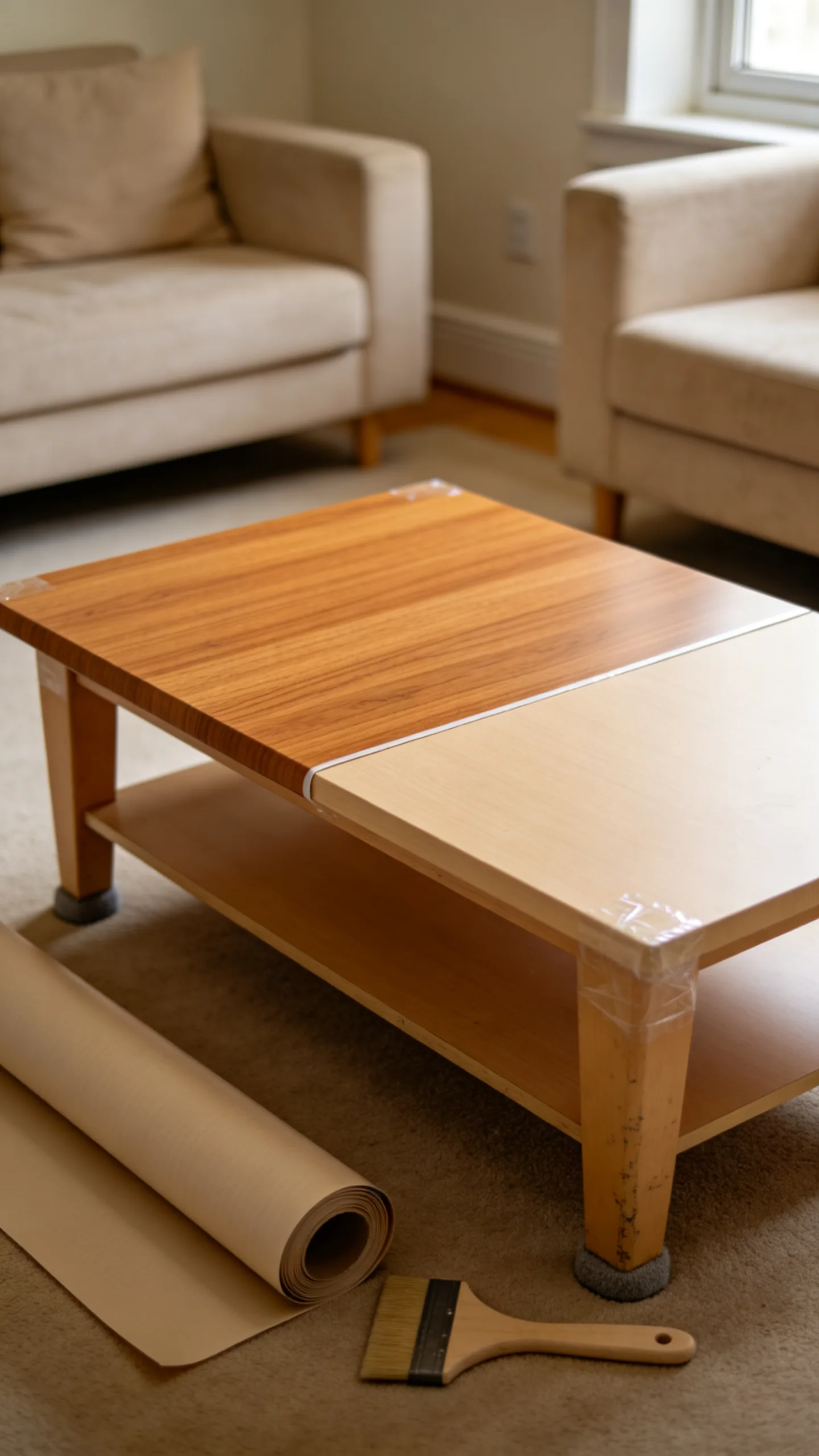 14. Refresh a Secondhand Coffee Table With Peel-and-Stick Film
