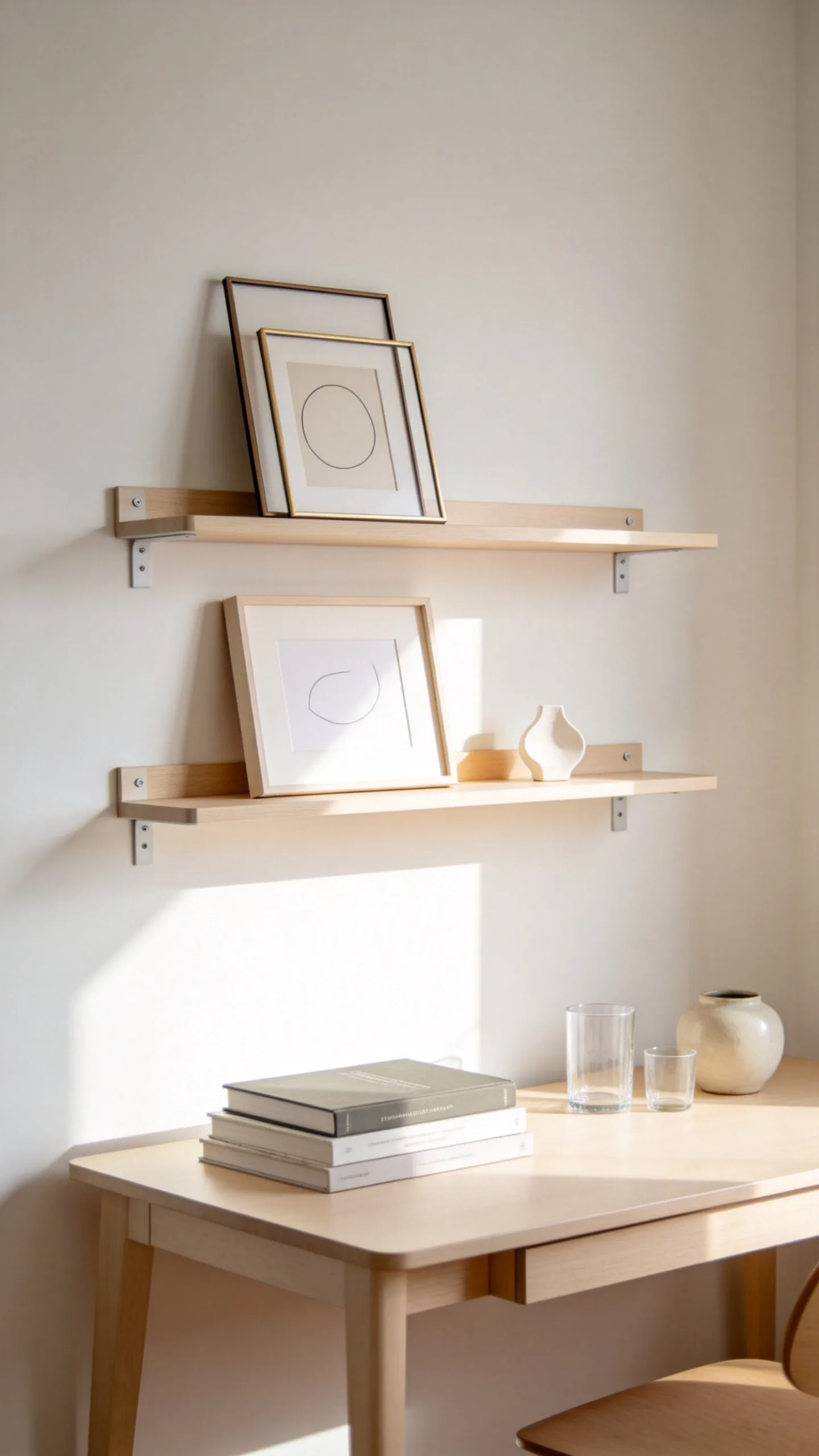 17. Float Lightweight Shelves Without Permanent Built-Ins