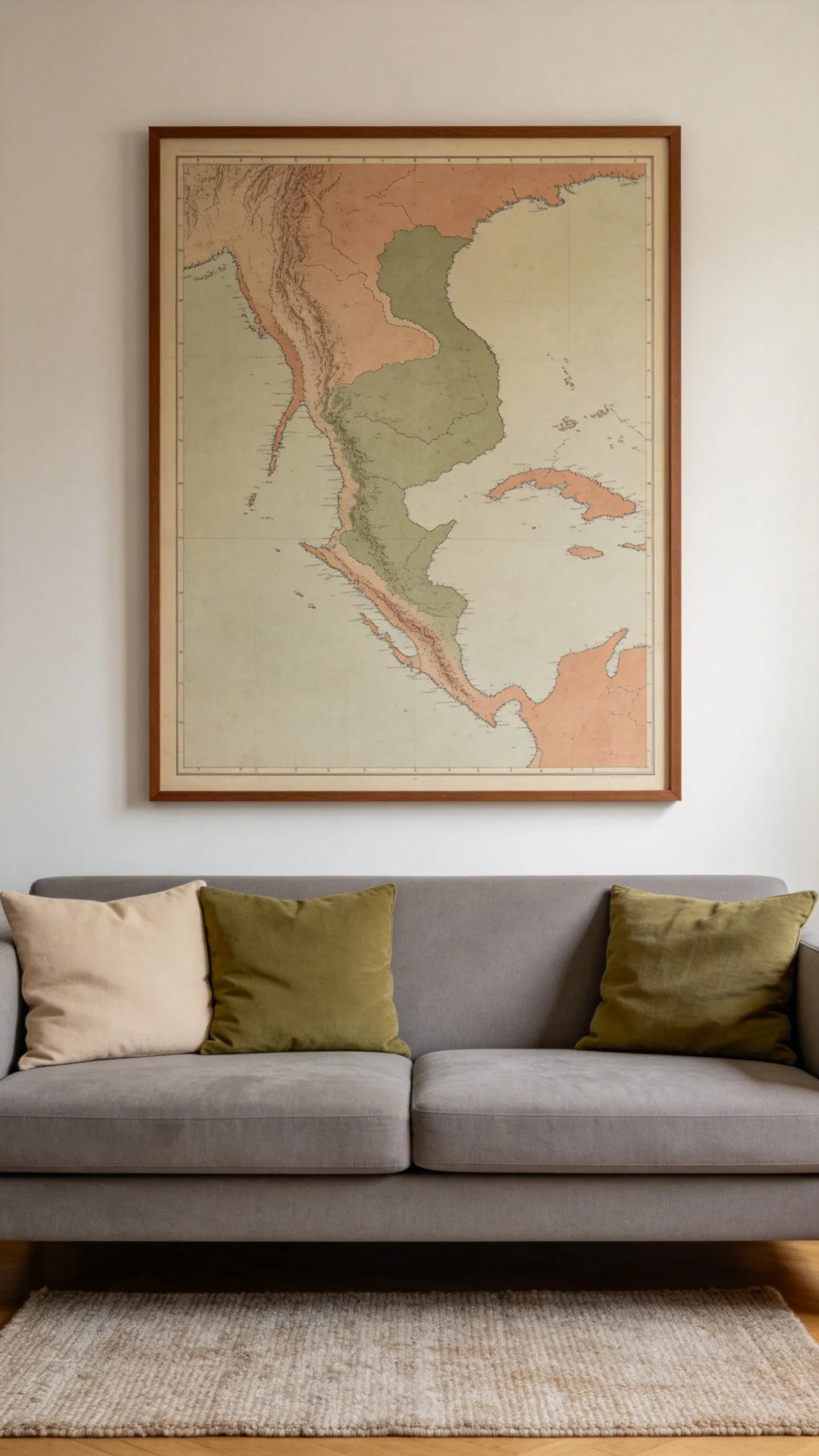 19. Vintage Map With a Contemporary Sectional