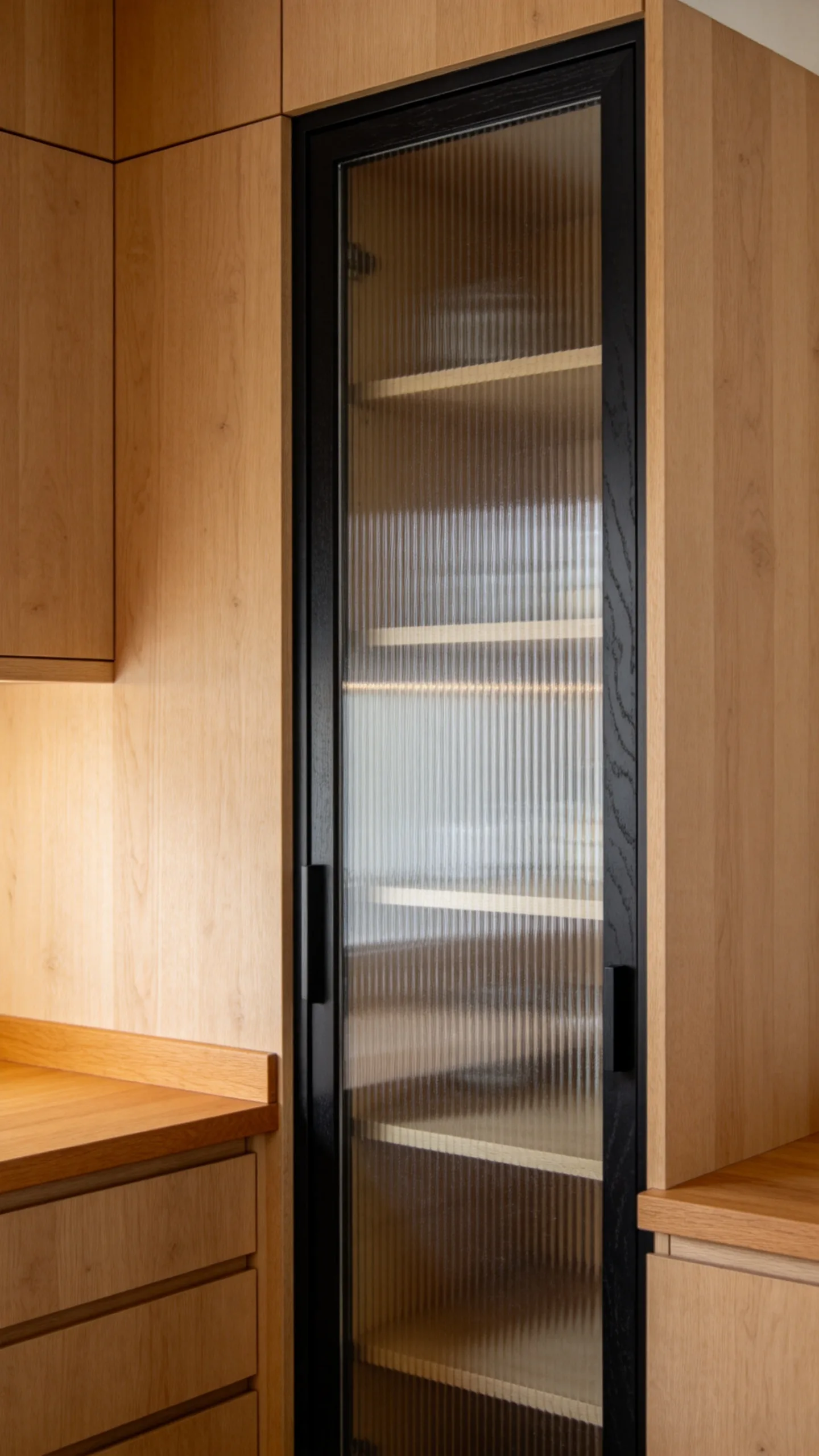 9. Choose Black-Framed Glass Pantry Doors