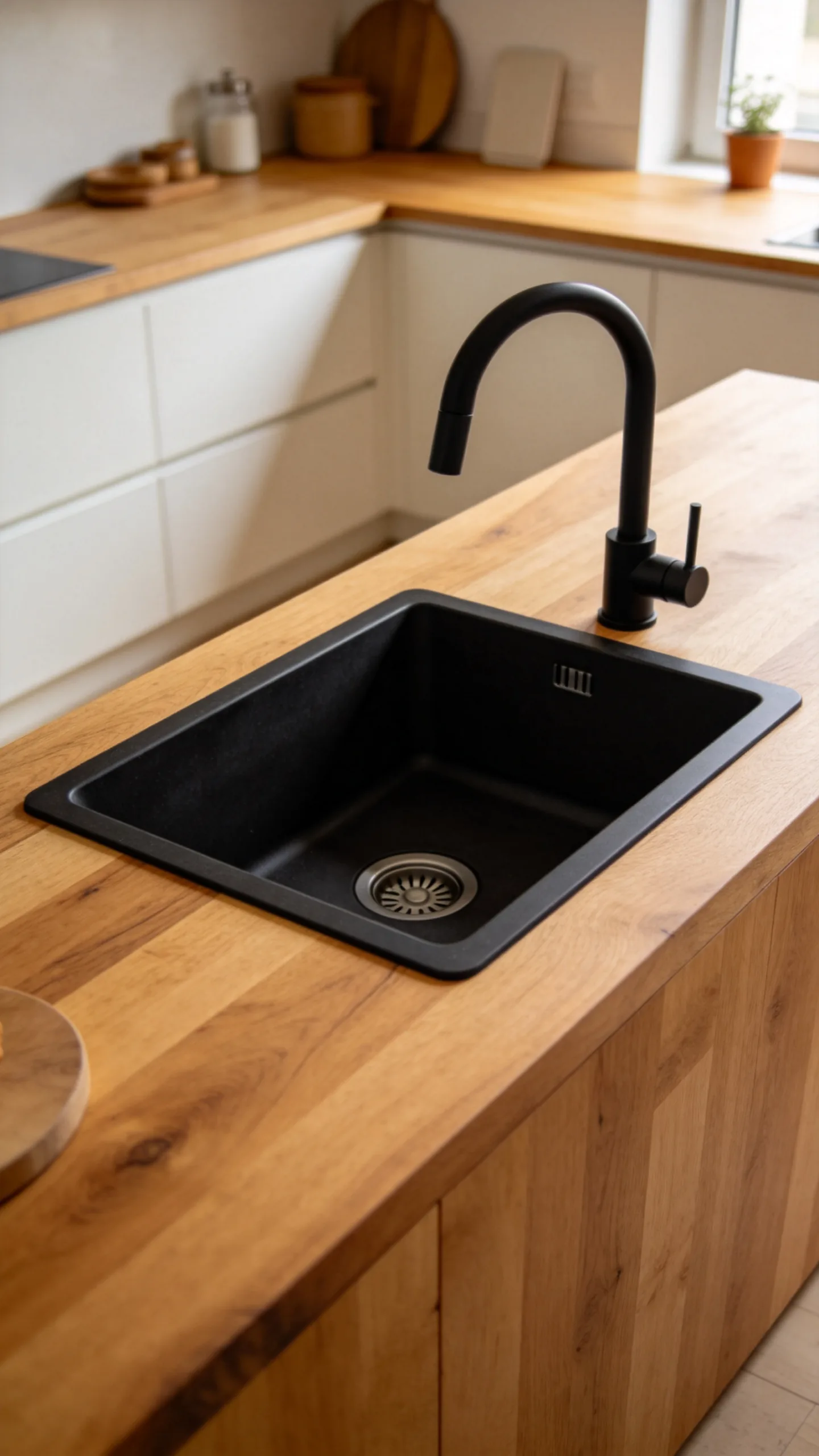 19. Add a Black Sink to a Butcher-Block Counter