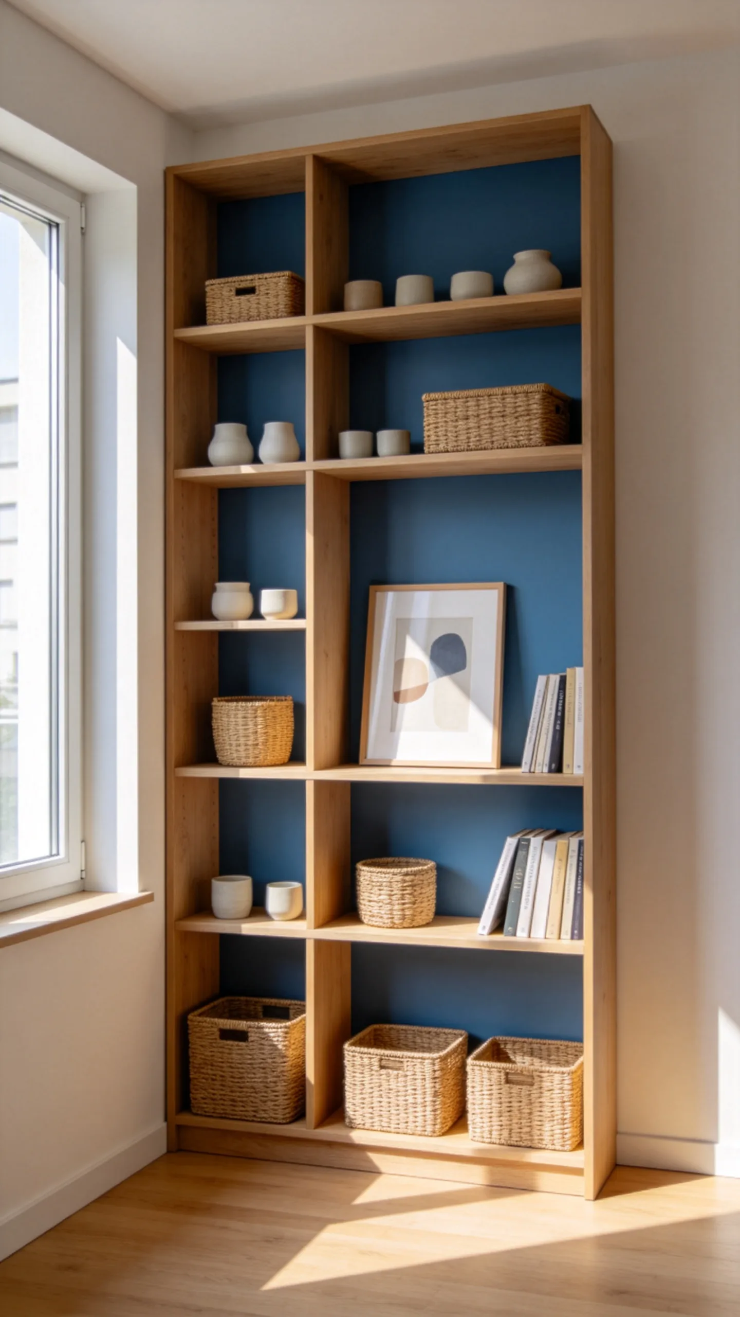 8. Install Blue Built-In or Freestanding Shelving