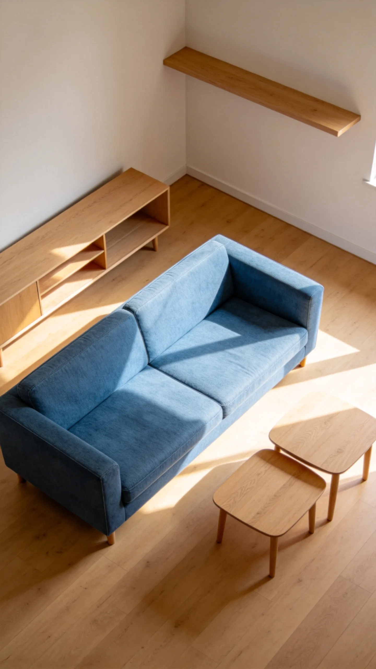 12. Combine Blue With Light Wood Furniture