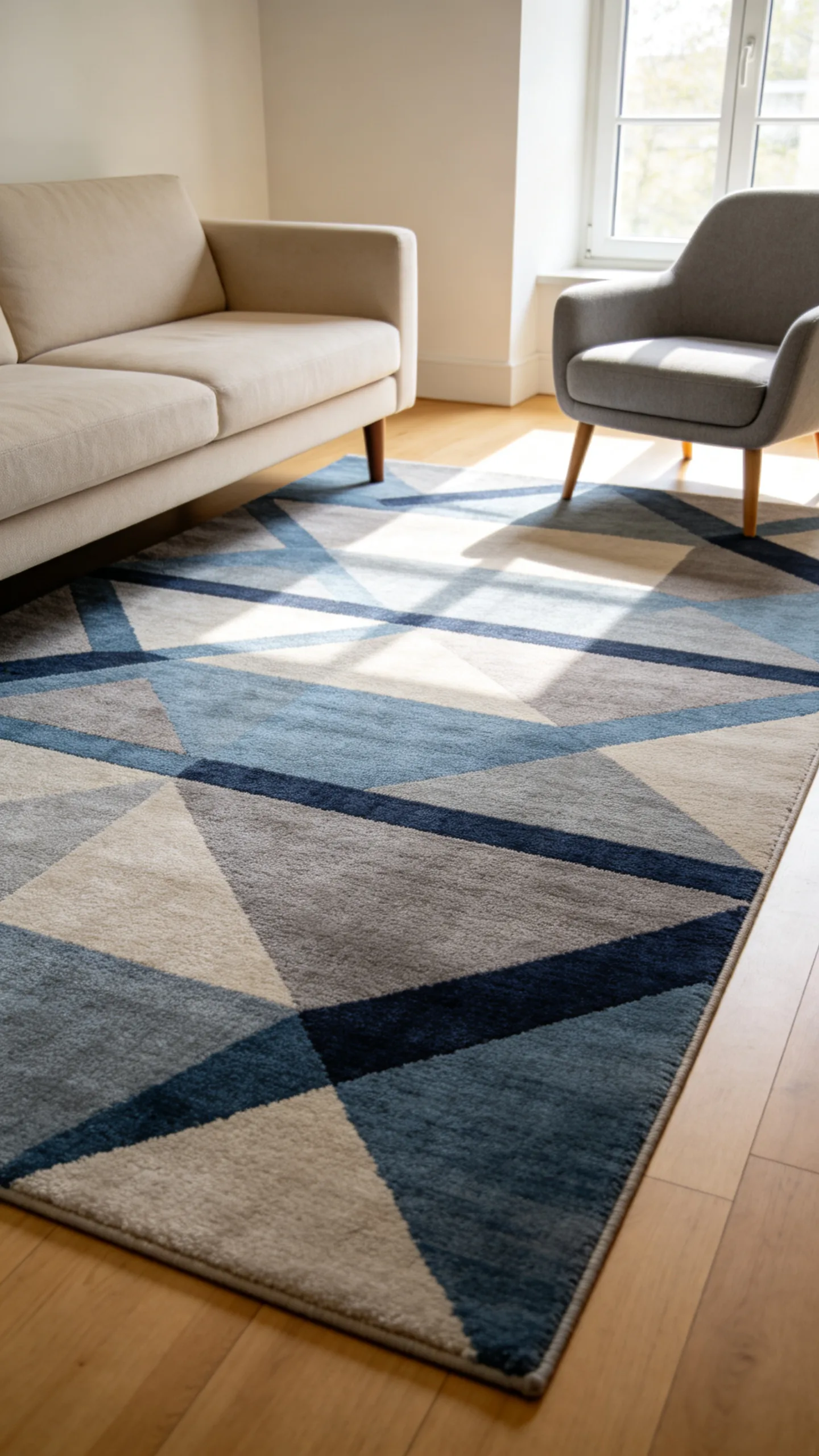 20. Add a Blue Geometric Rug
