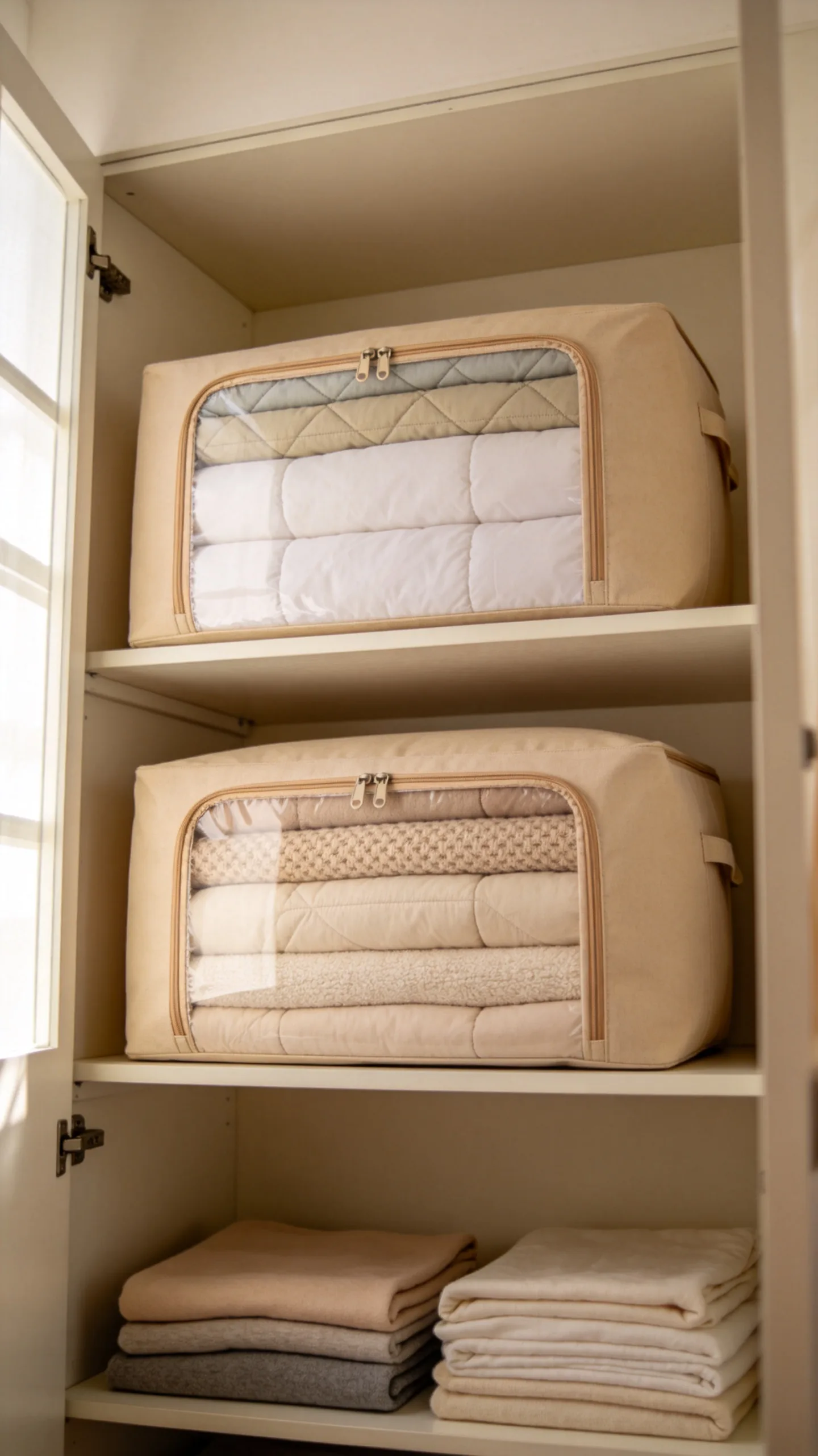 7. Store Bulky Bedding in Zippered Bags