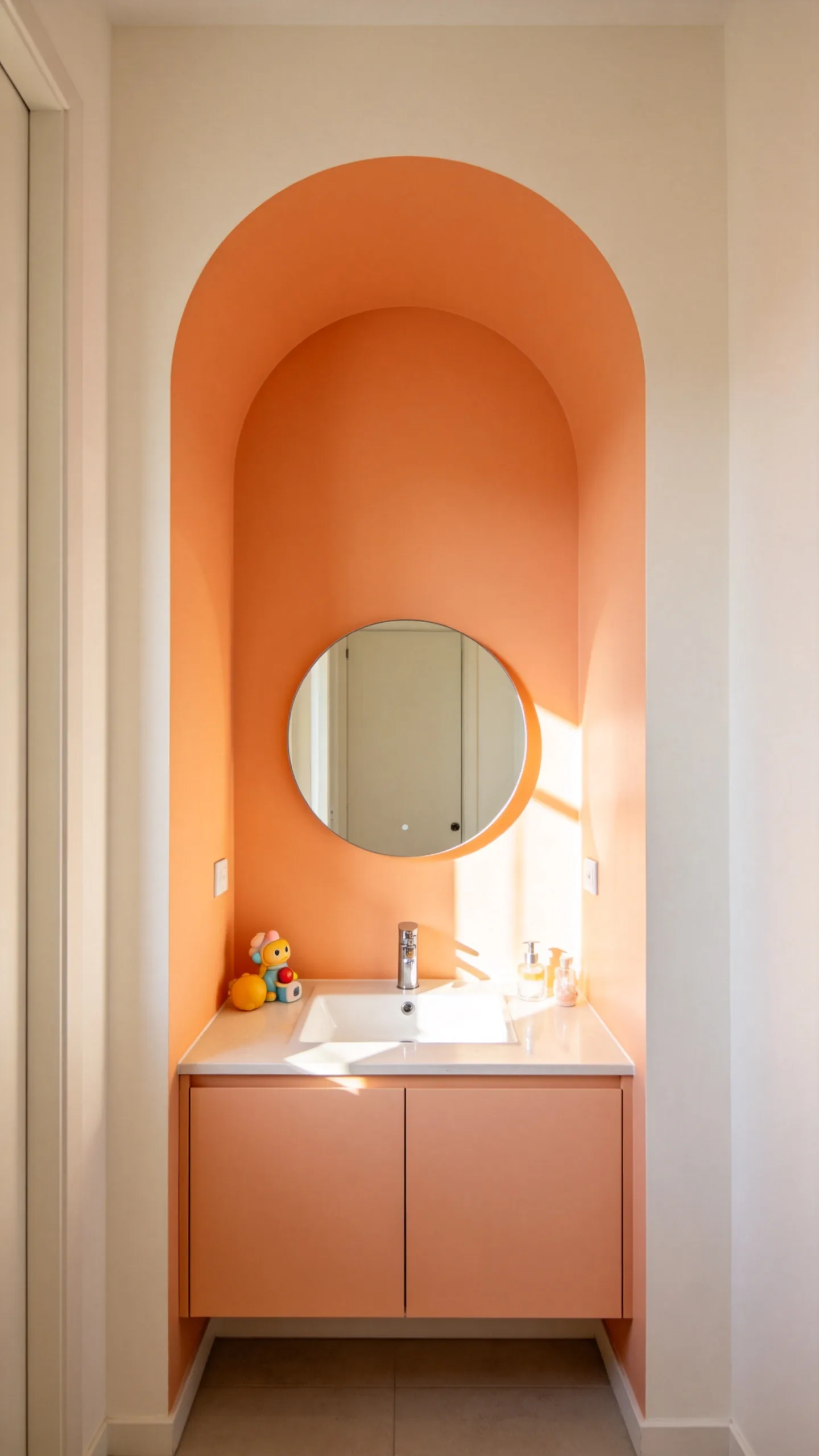 9. Paint a Color-Blocked Arch Behind the Sink