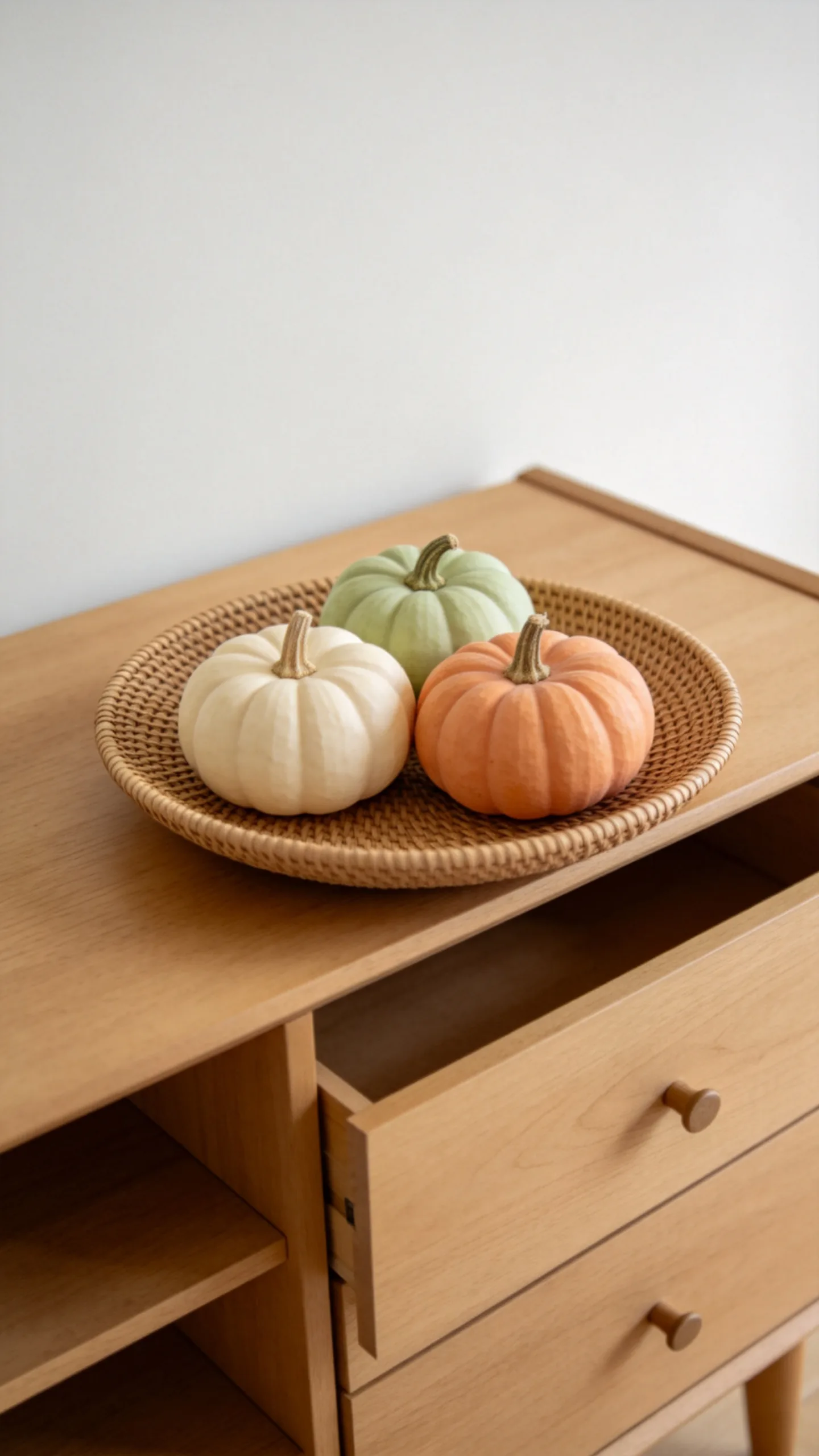 7. Arrange Mini Pumpkins on a Dresser Tray