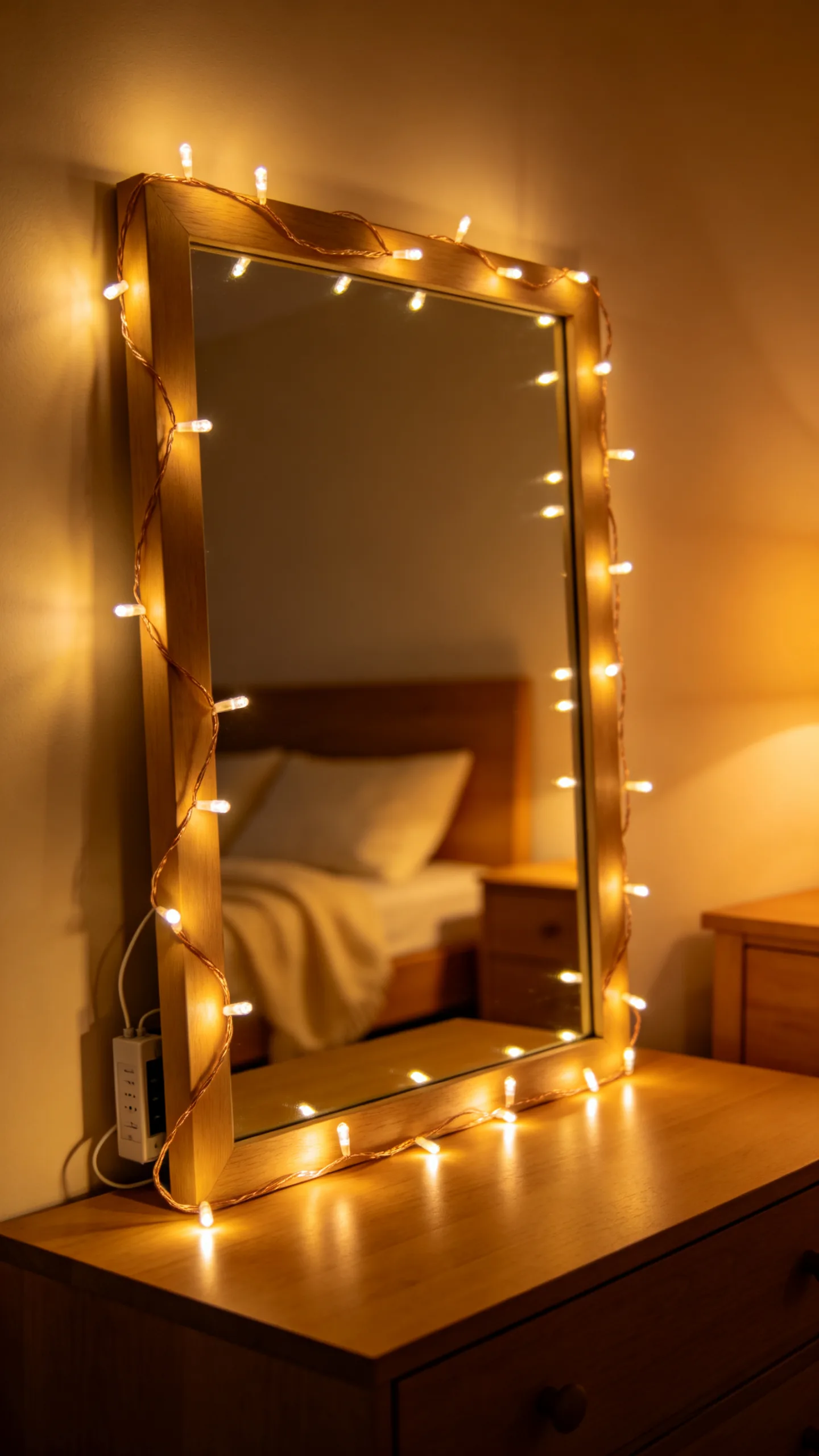 19. Hang String Lights Around a Mirror