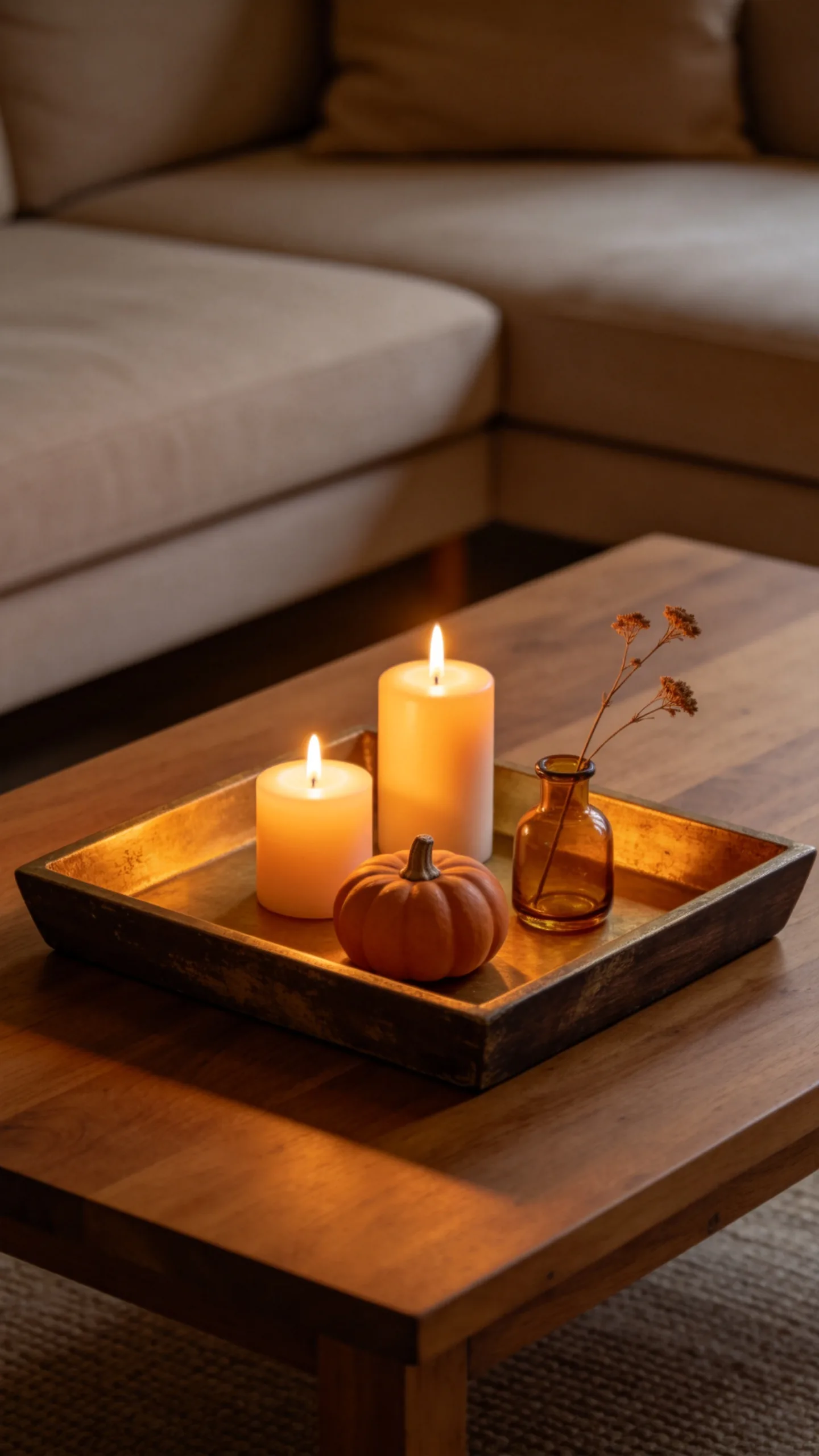 3. Create a Candlelit Coffee Table Tray