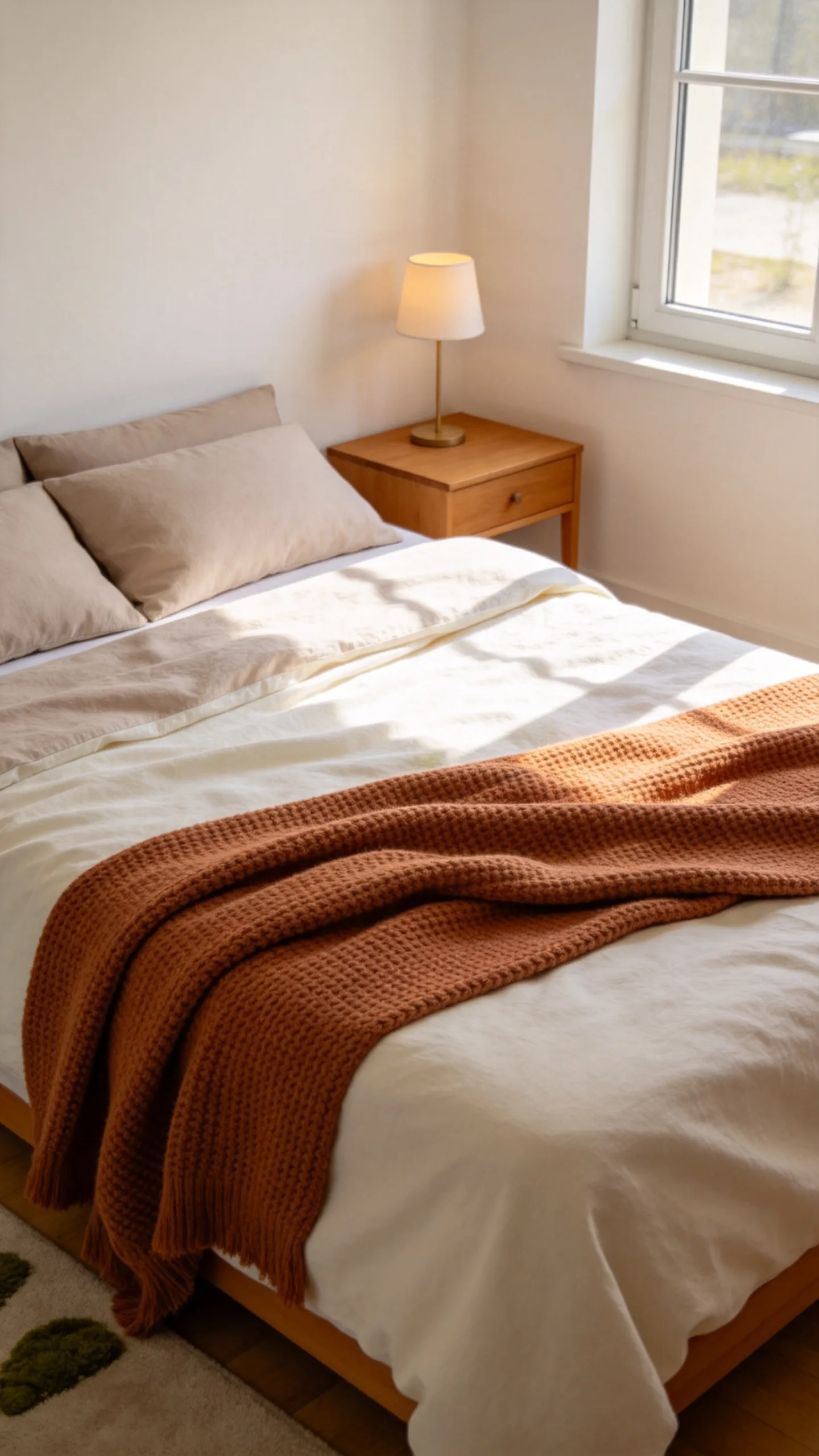 2. Fold a Chunky Knit Throw Across the Bed