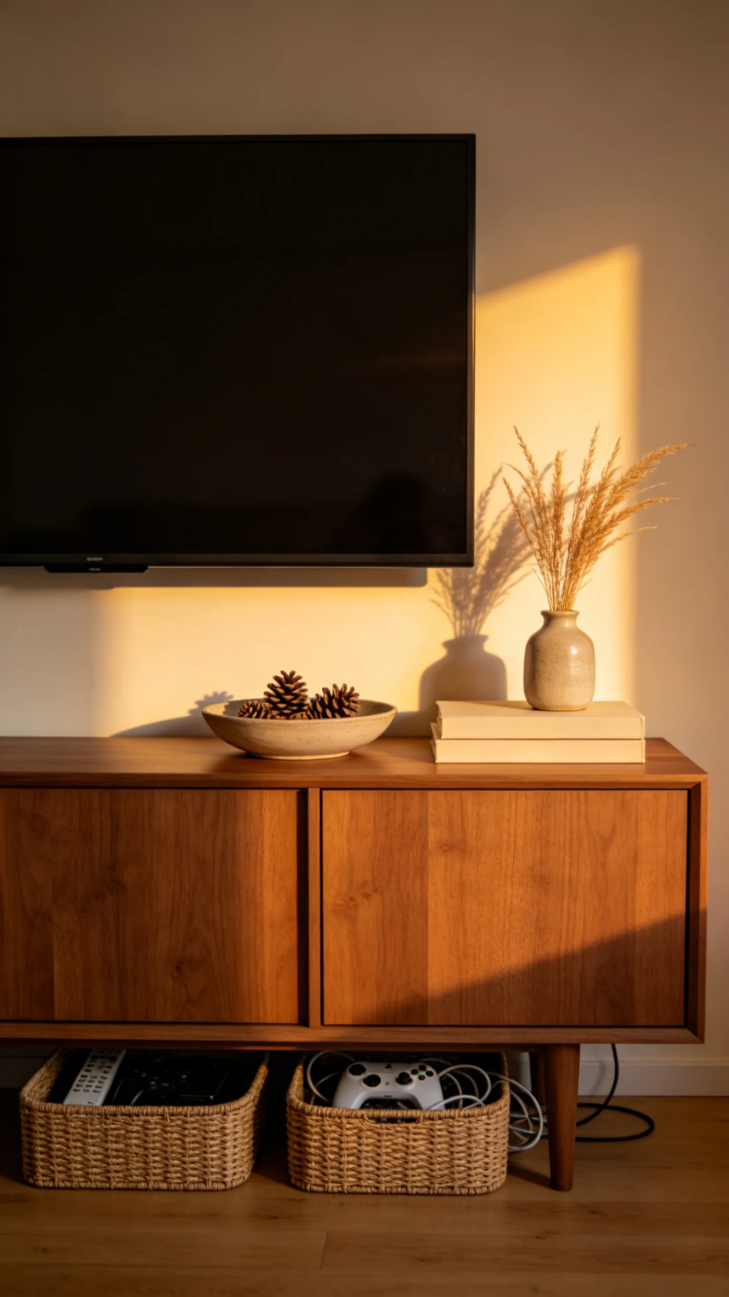 18. Decorate the Media Console With Low Accents