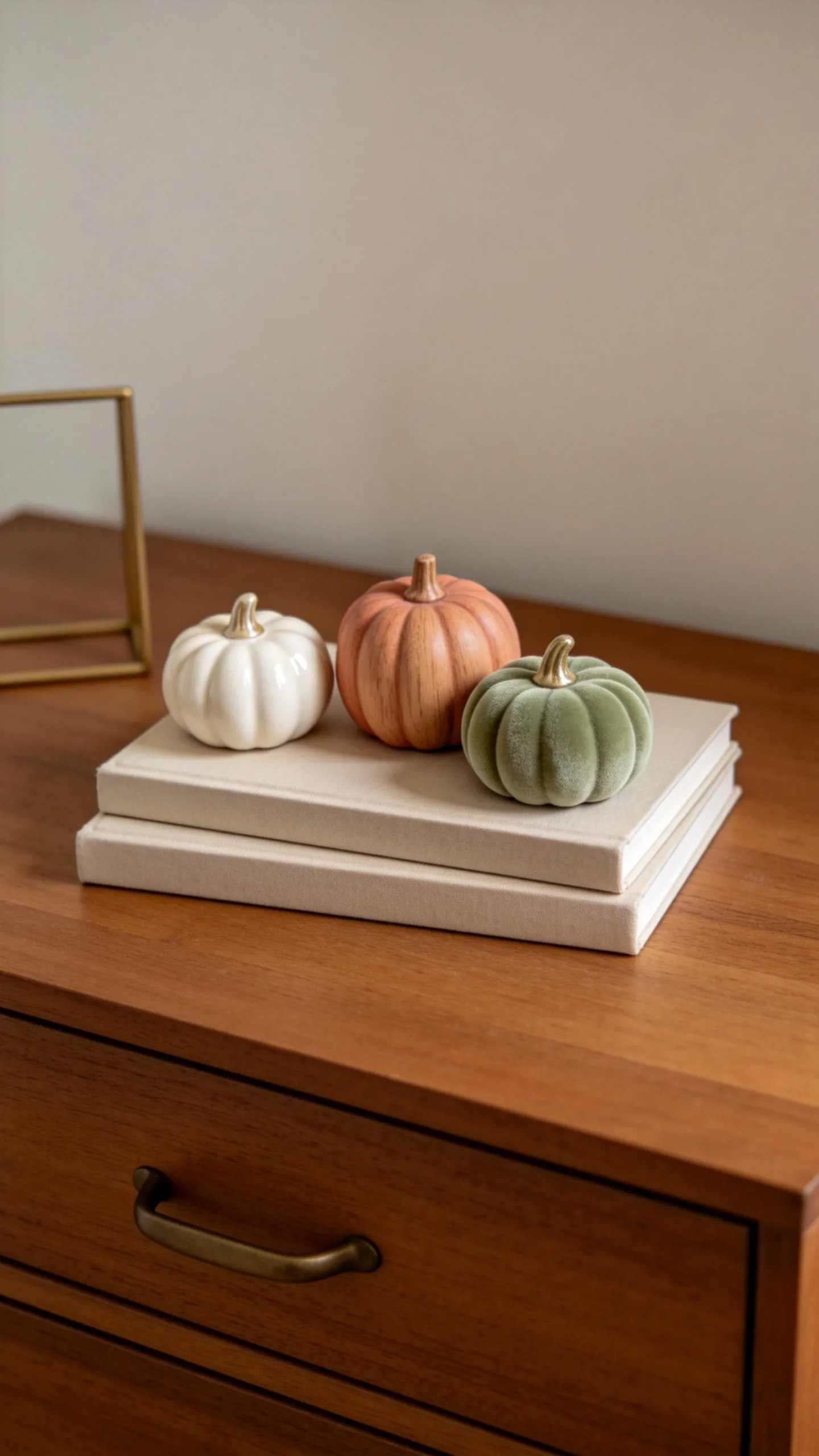 12. Arrange Mini Pumpkins on a Dresser