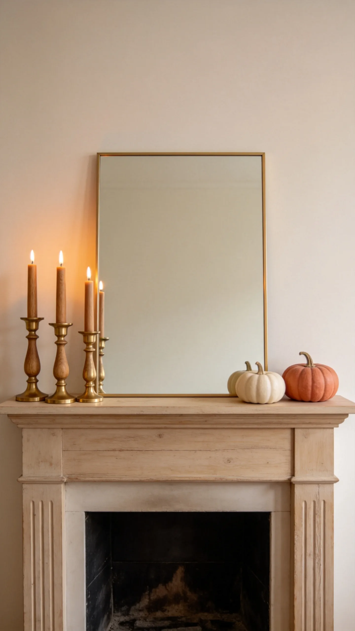 9. Dress the Mantel With Wood and Brass Accents