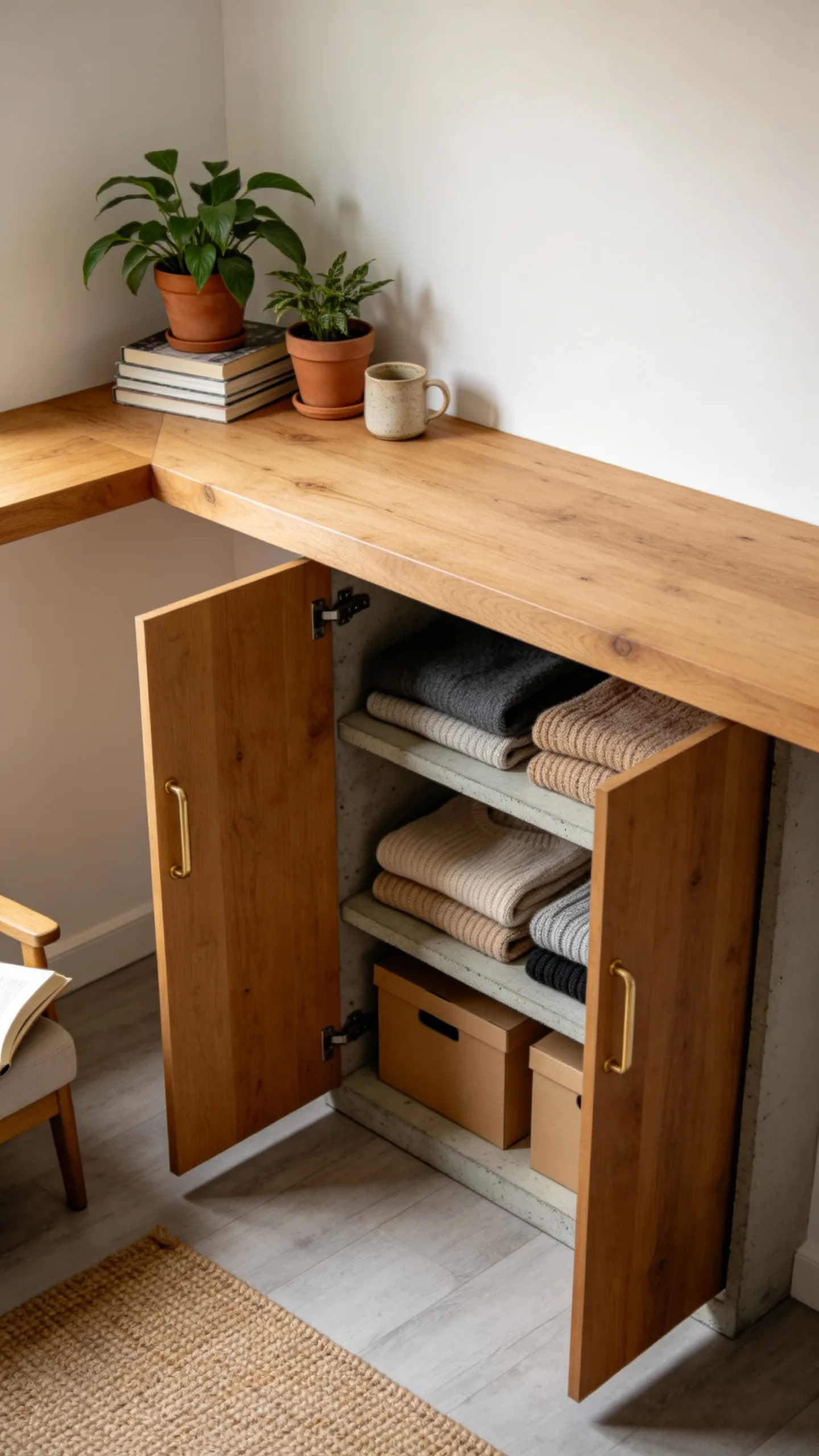1. Floating L-Shaped Oak Ledges