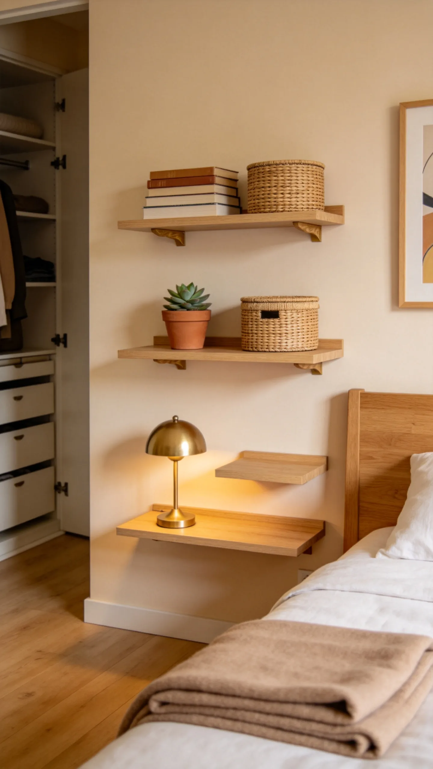 1. Floating Shelves Above the Headboard