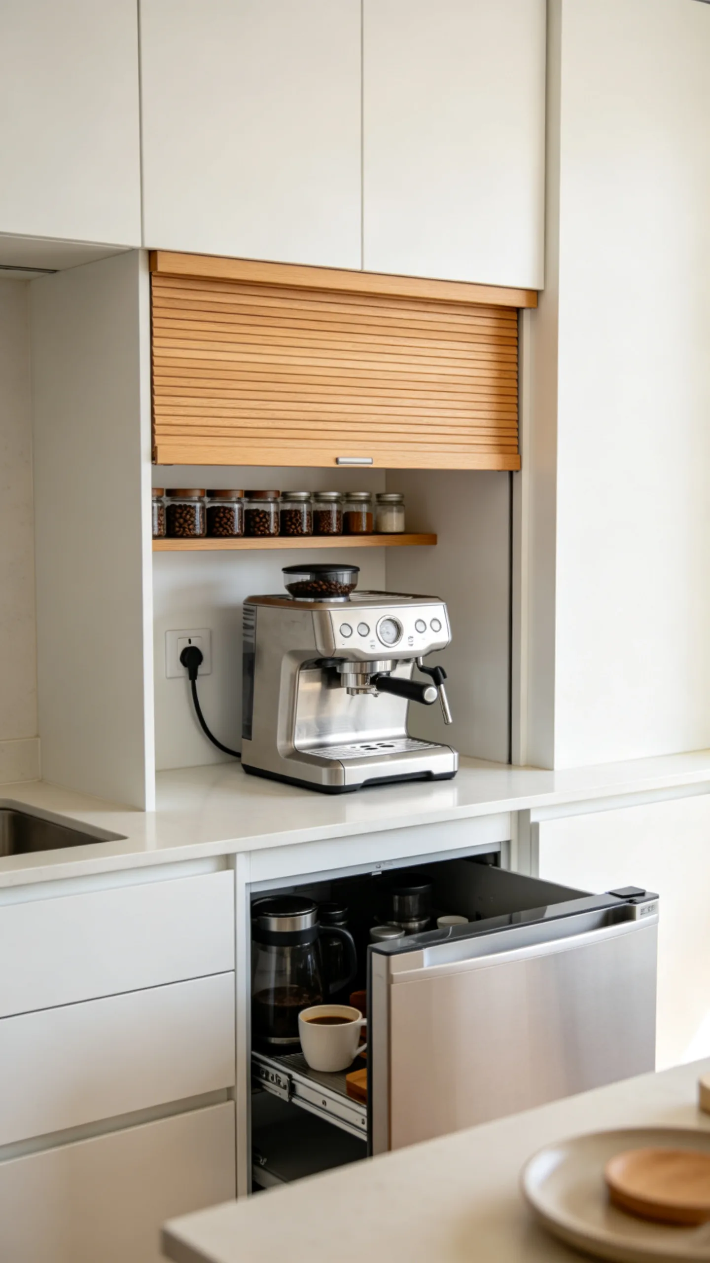 2. Concealed Appliance Garage Coffee Station