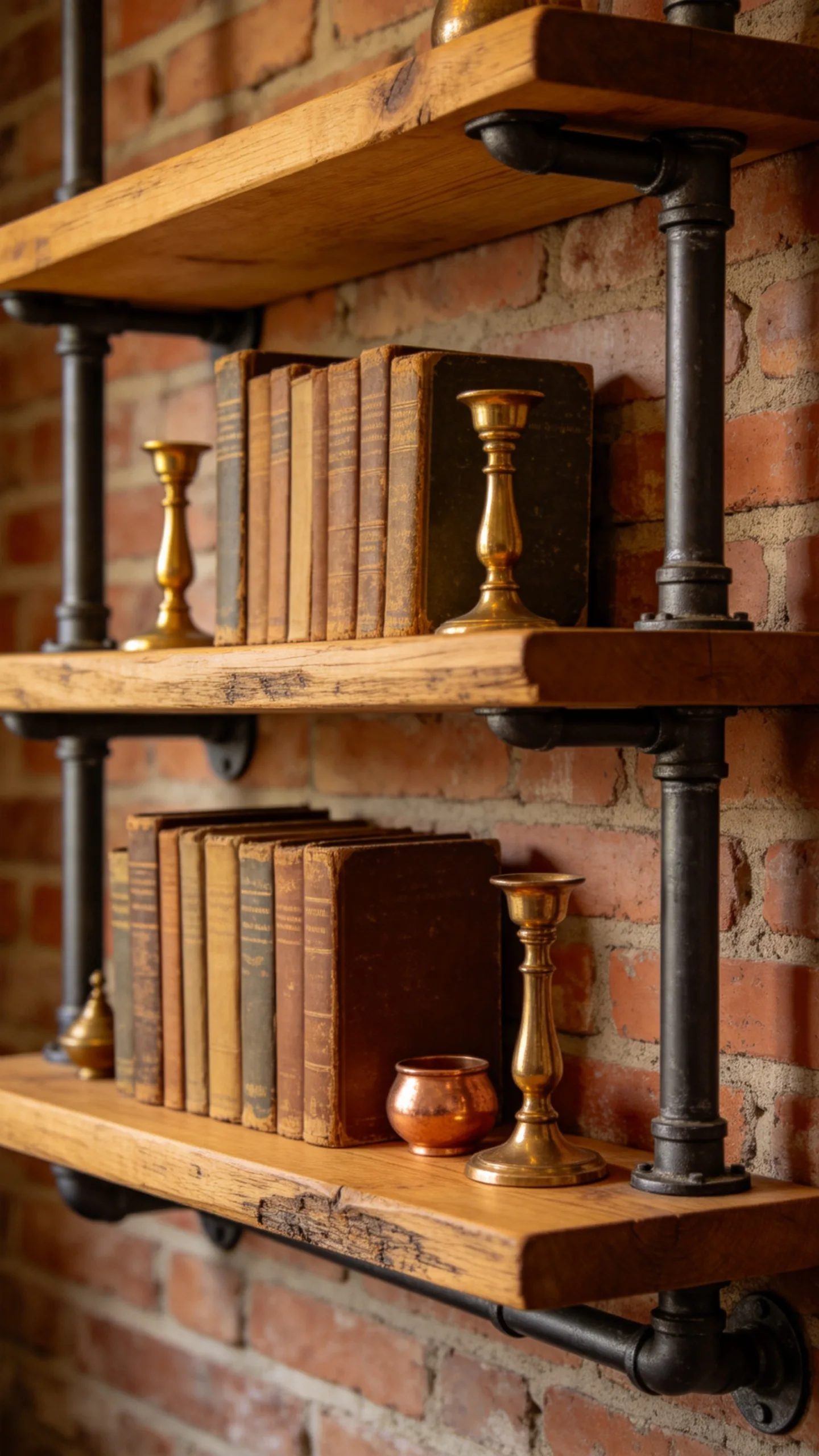 2. Rustic DIY Pipe Bookshelves