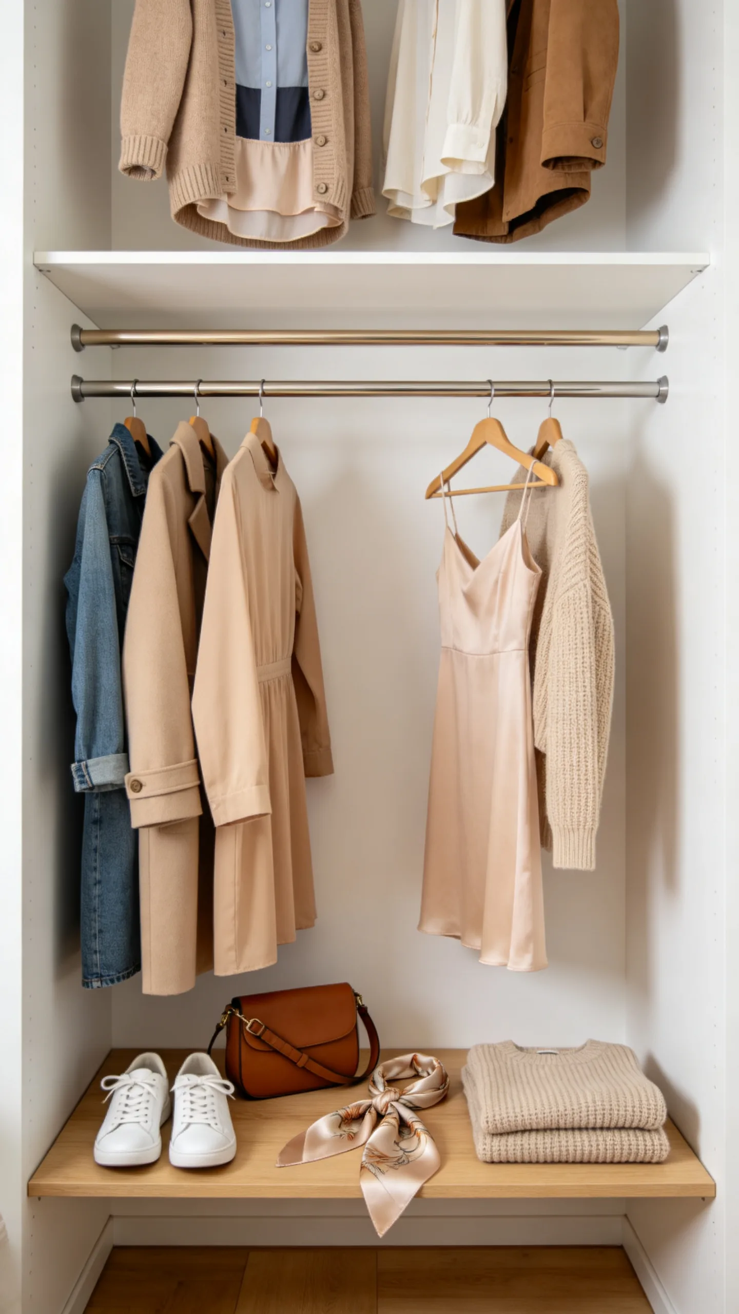 2. Double Hang Rods for Small Bedroom Closet Ideas