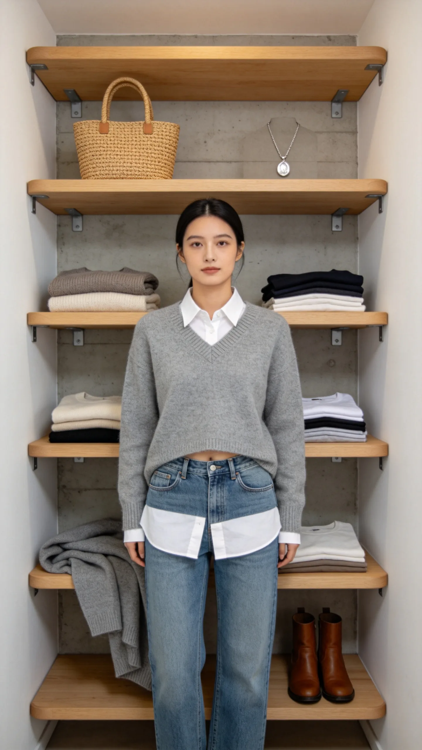 2. Floor-to-Ceiling Floating Shelves for Small Closet Spaces