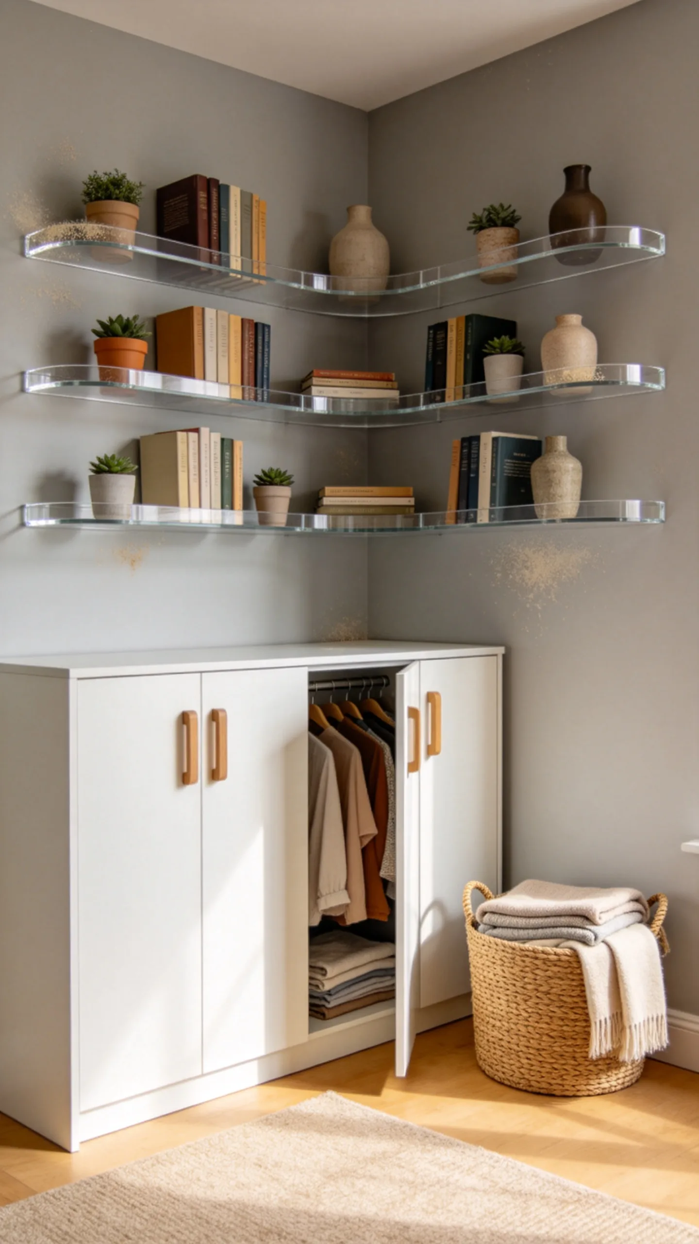 3. Curved Acrylic Floating Shelves