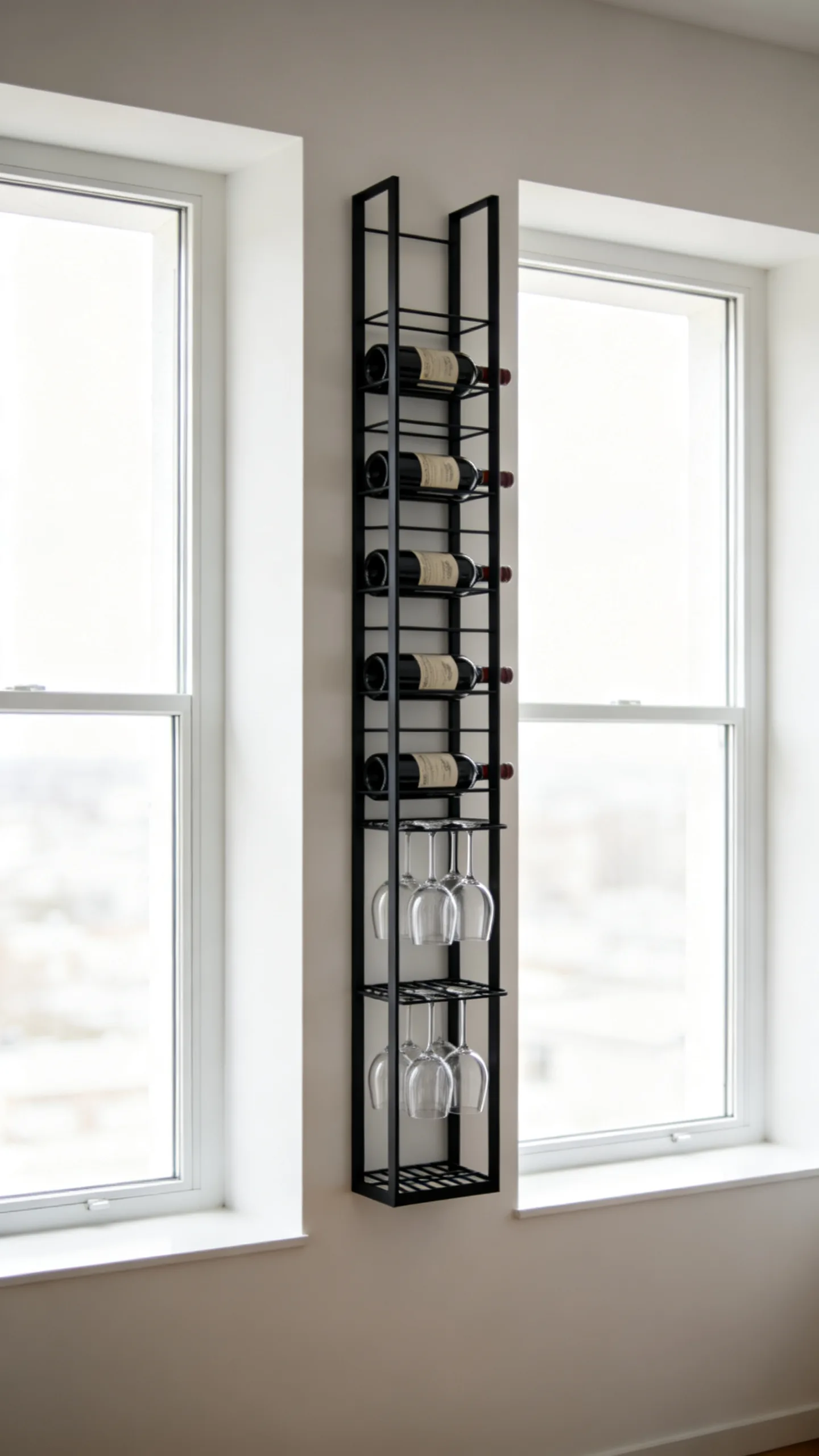 5. Slim Vertical Wine Rack and Glass Holder