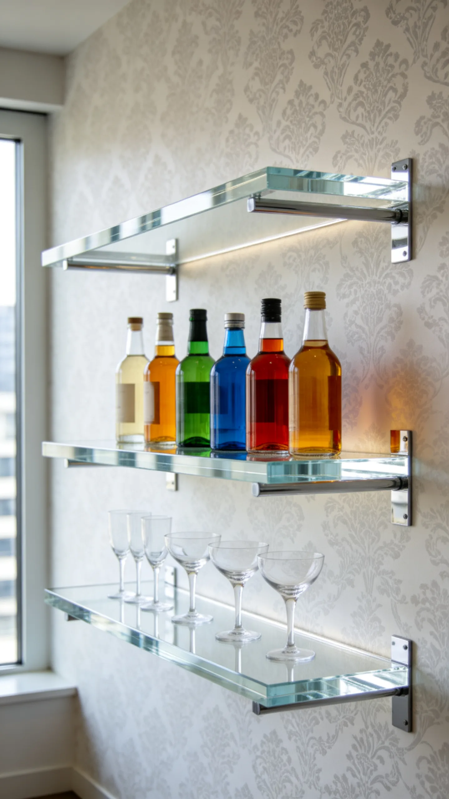 6. Acrylic and Glass Shelving for a Modern Look