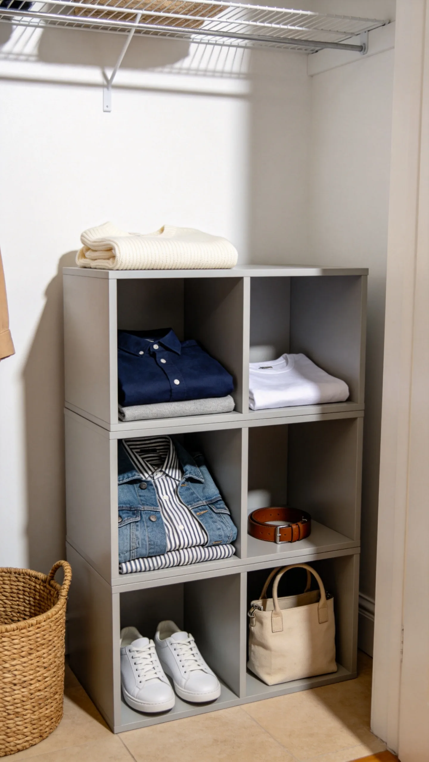 6. Stackable Cubbies for Small Laundry Closet Ideas