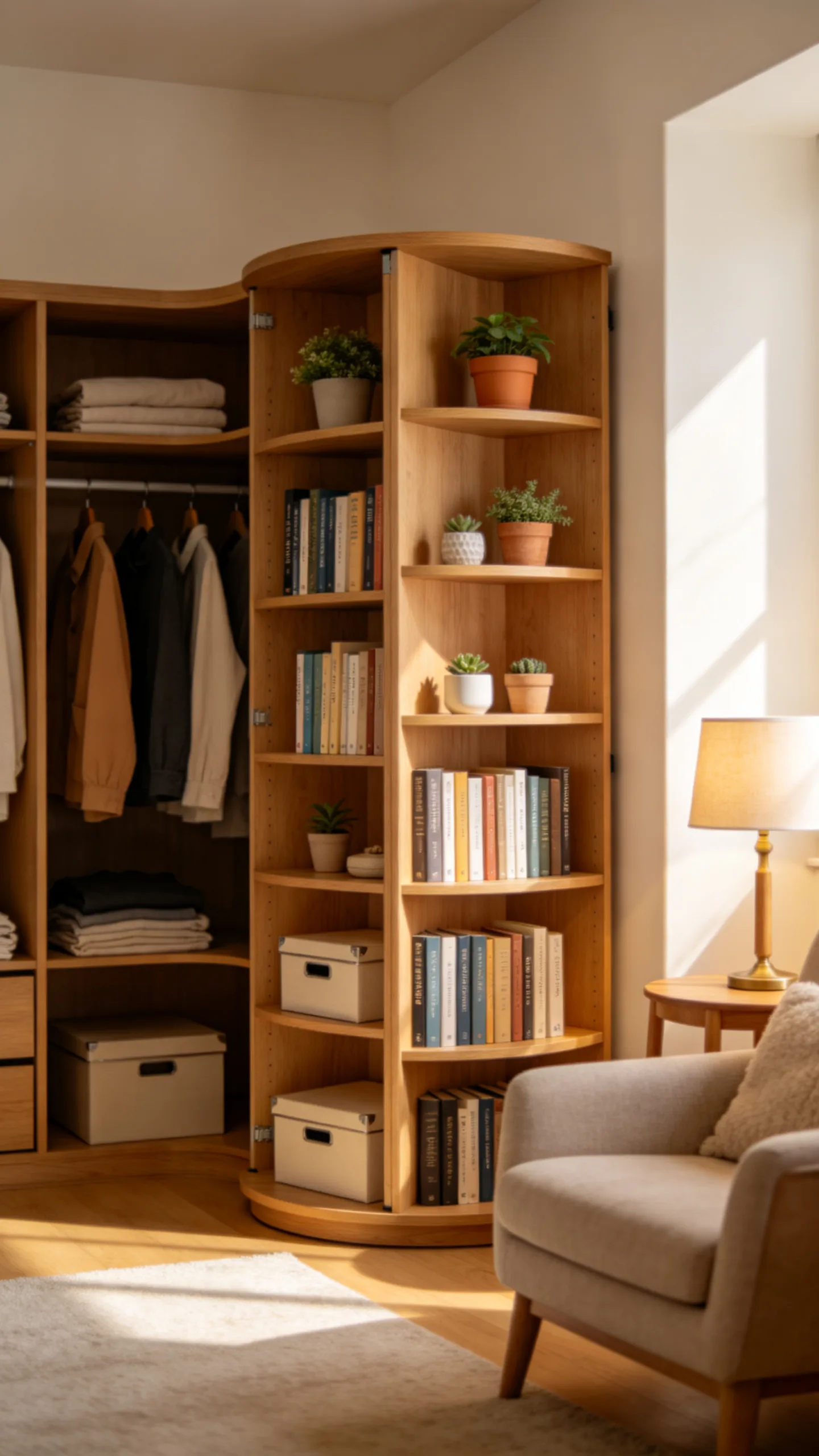 7. Rotating Carousel Corner Bookcase