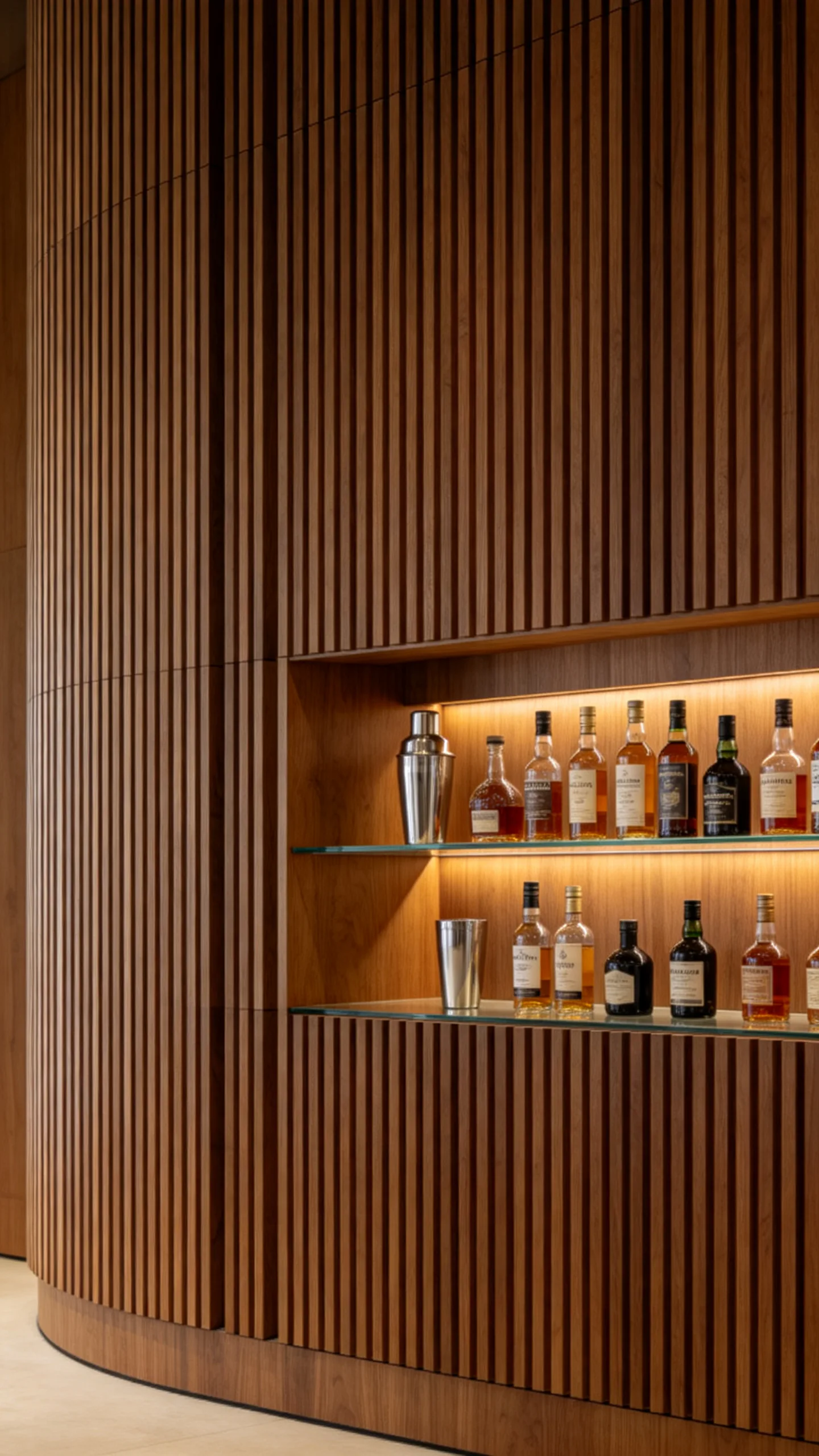 8. Slat Wood Paneling with Integrated Hidden Brackets