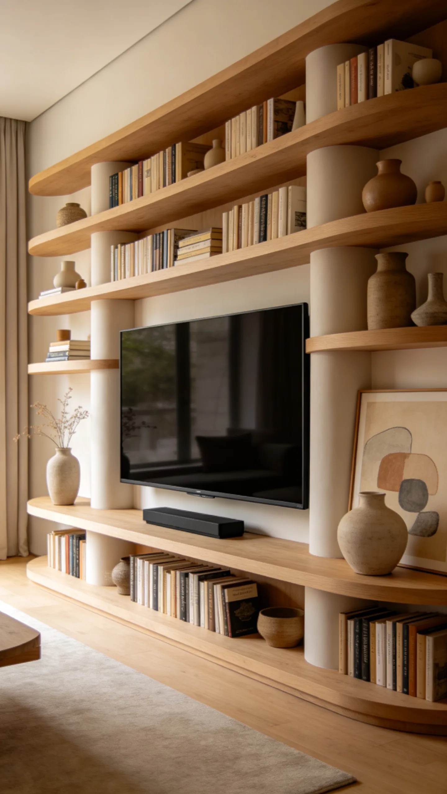 8. TV Stand Wrap-Around Bookshelves