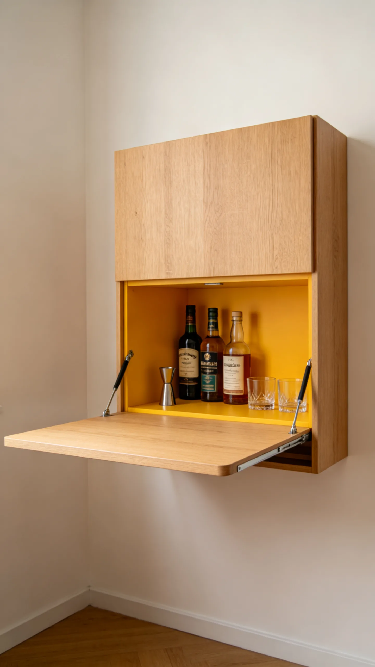 9. Compact Fold-Down Wall Desk Turned Bar