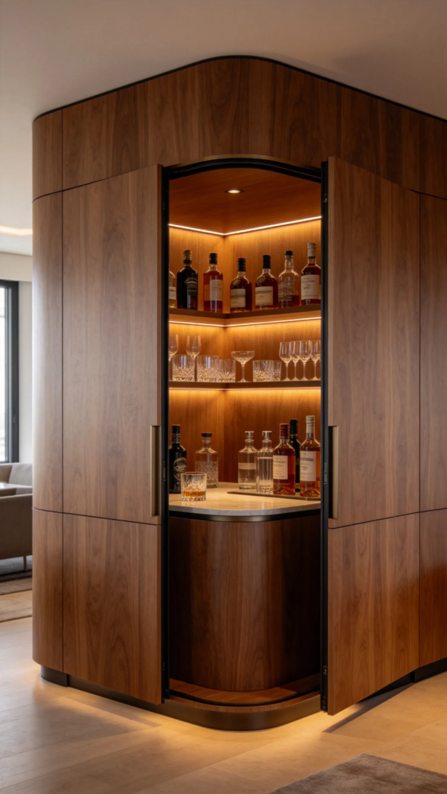 9. Hidden Pocket Door Bar Cabinet