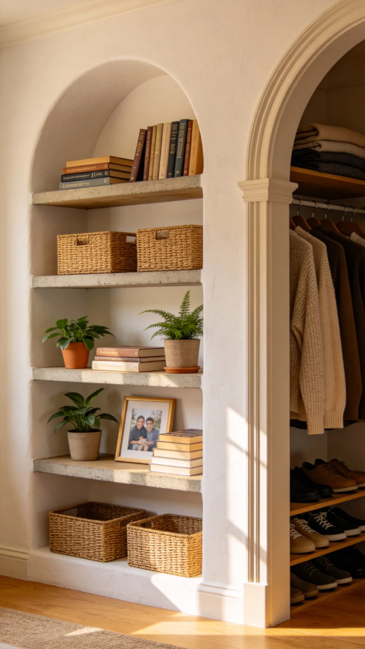 9. Arch-Top Recessed Shelving for a Custom Architectural Aesthetic