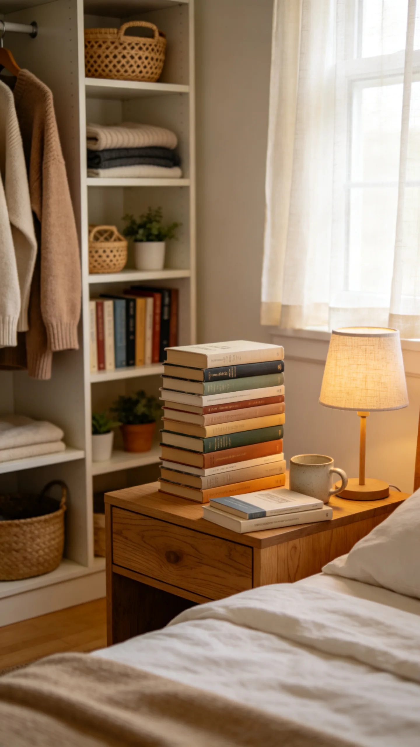 9. Bedside Nightstand Book Towers