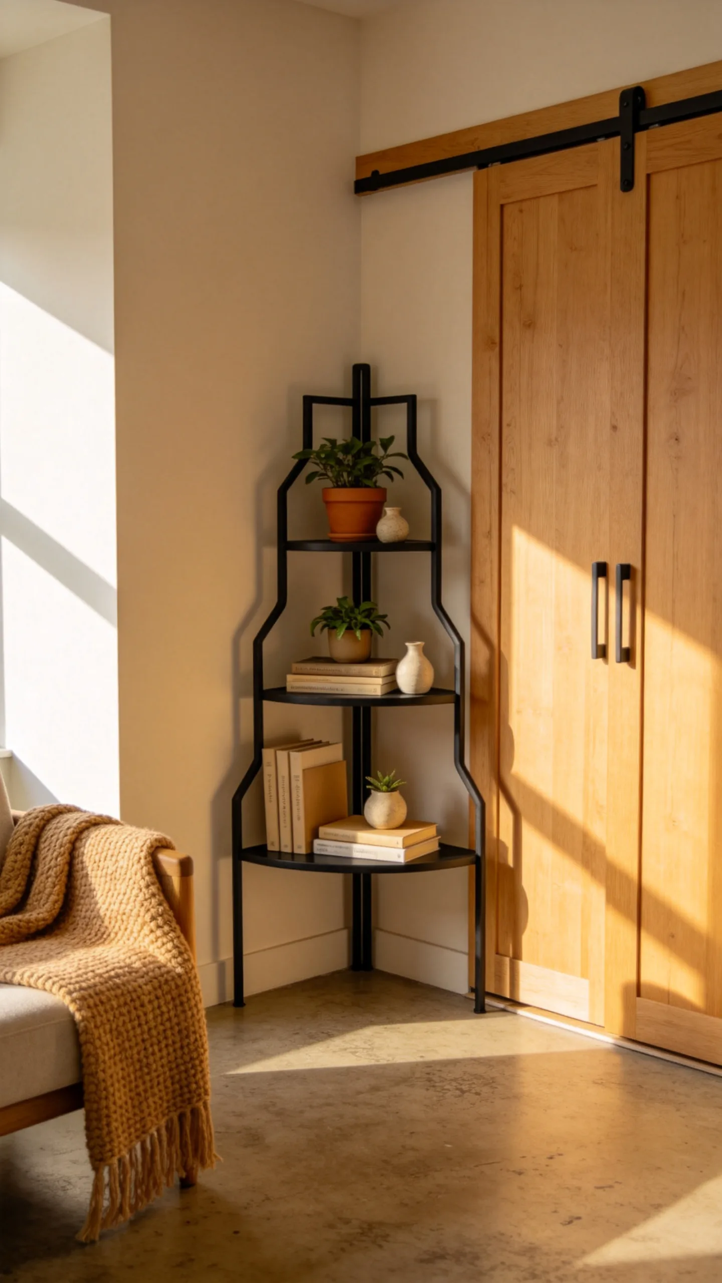 9. Modern Metal Zig-Zag Corner Shelf