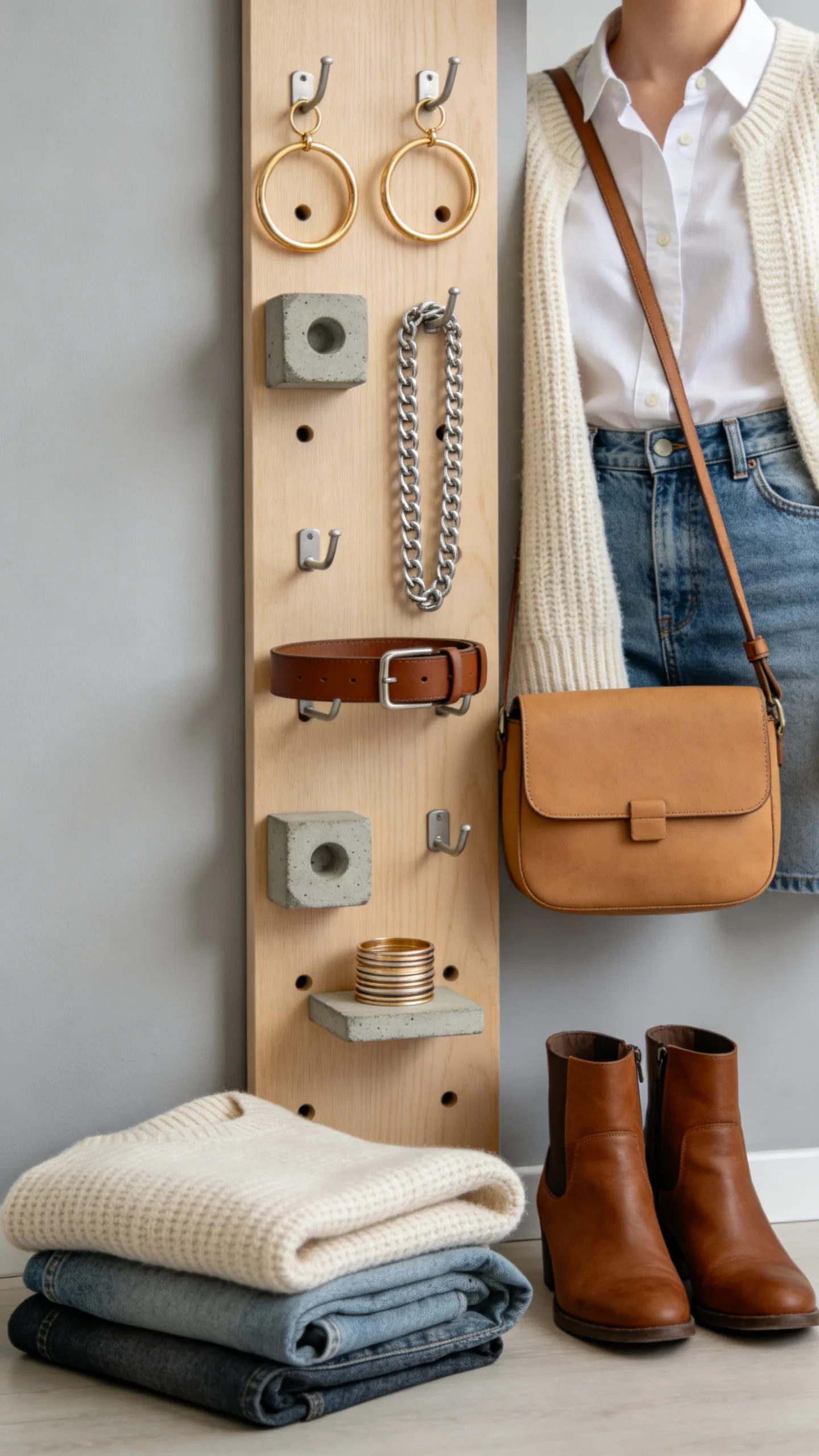 12. Vertical Pegboards for Accessible Jewelry and Accessories