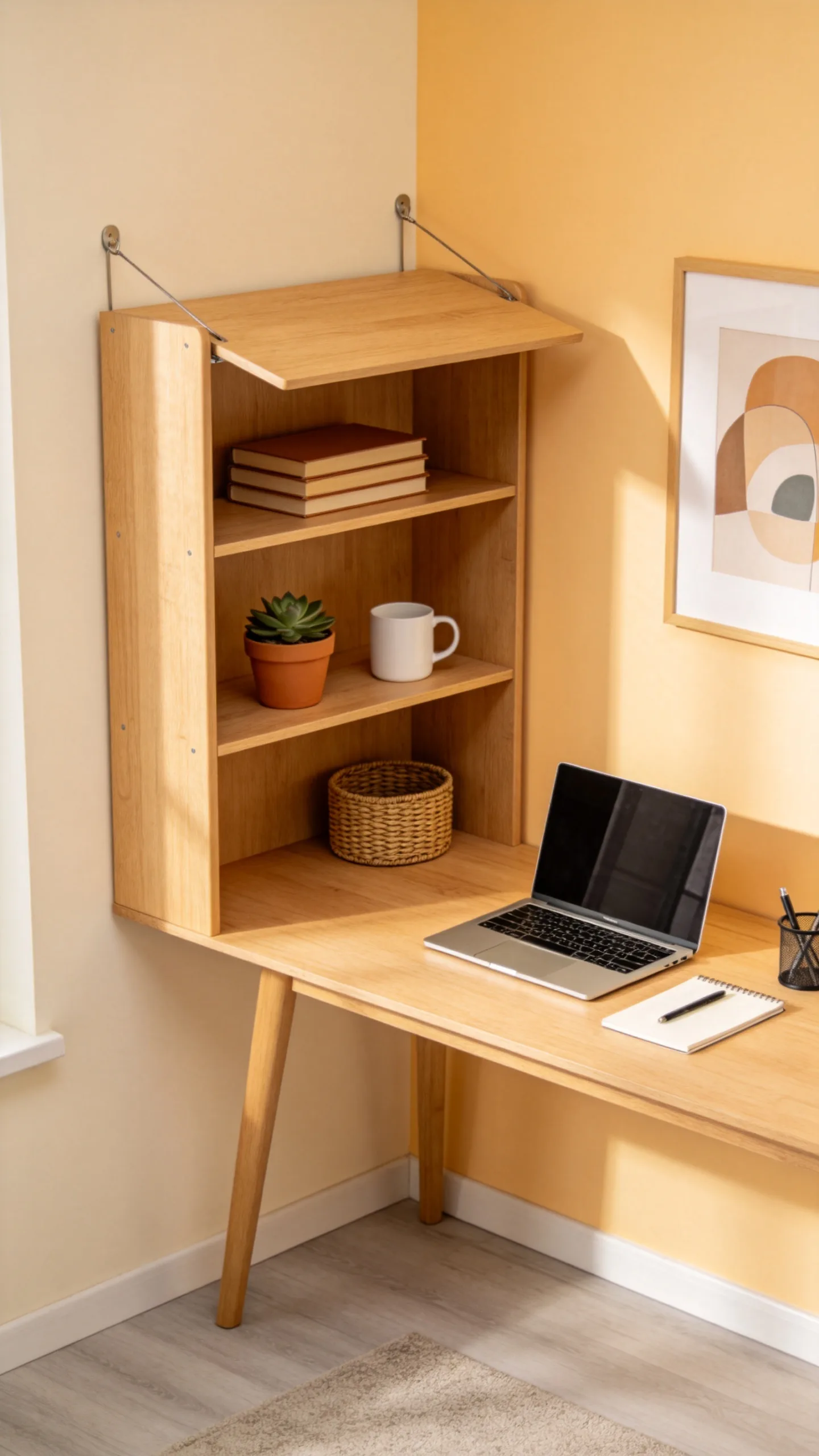 13. Desk-Extending Corner Hanger Shelves