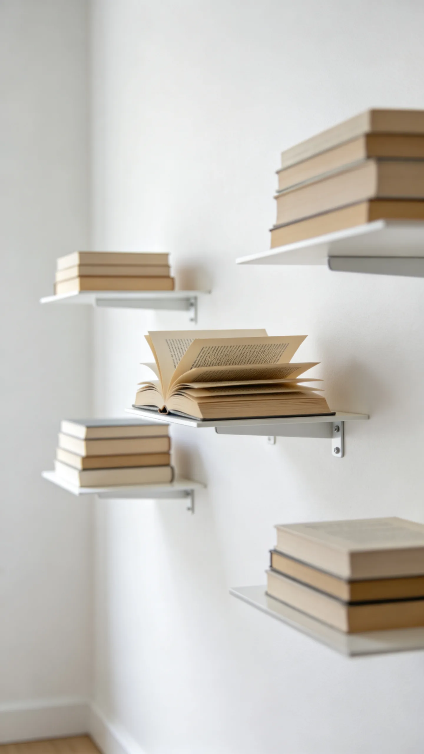 14. Minimalist Invisible Floating Bookshelves