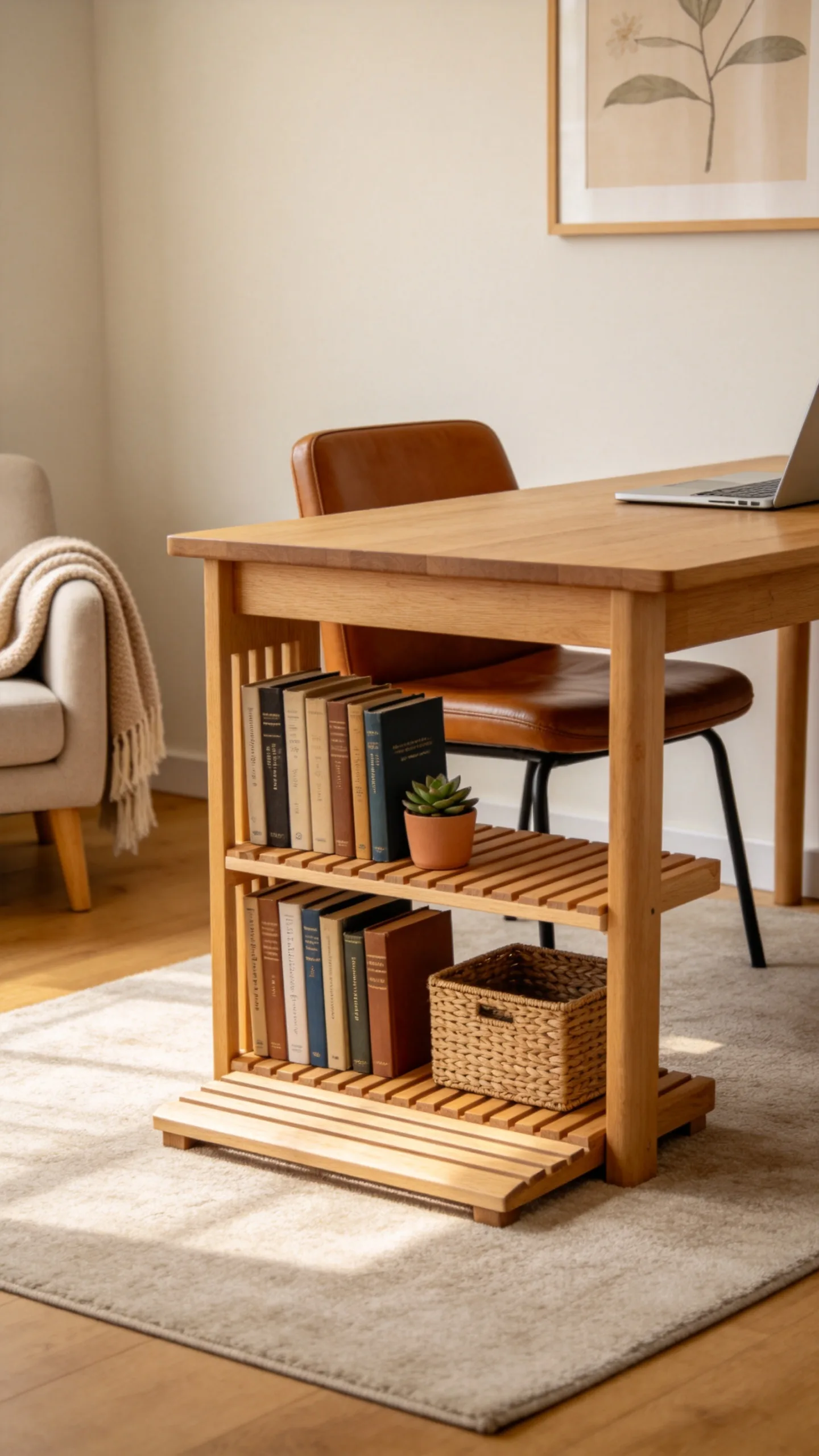 14. An Under-Desk Footrest Bookshelf