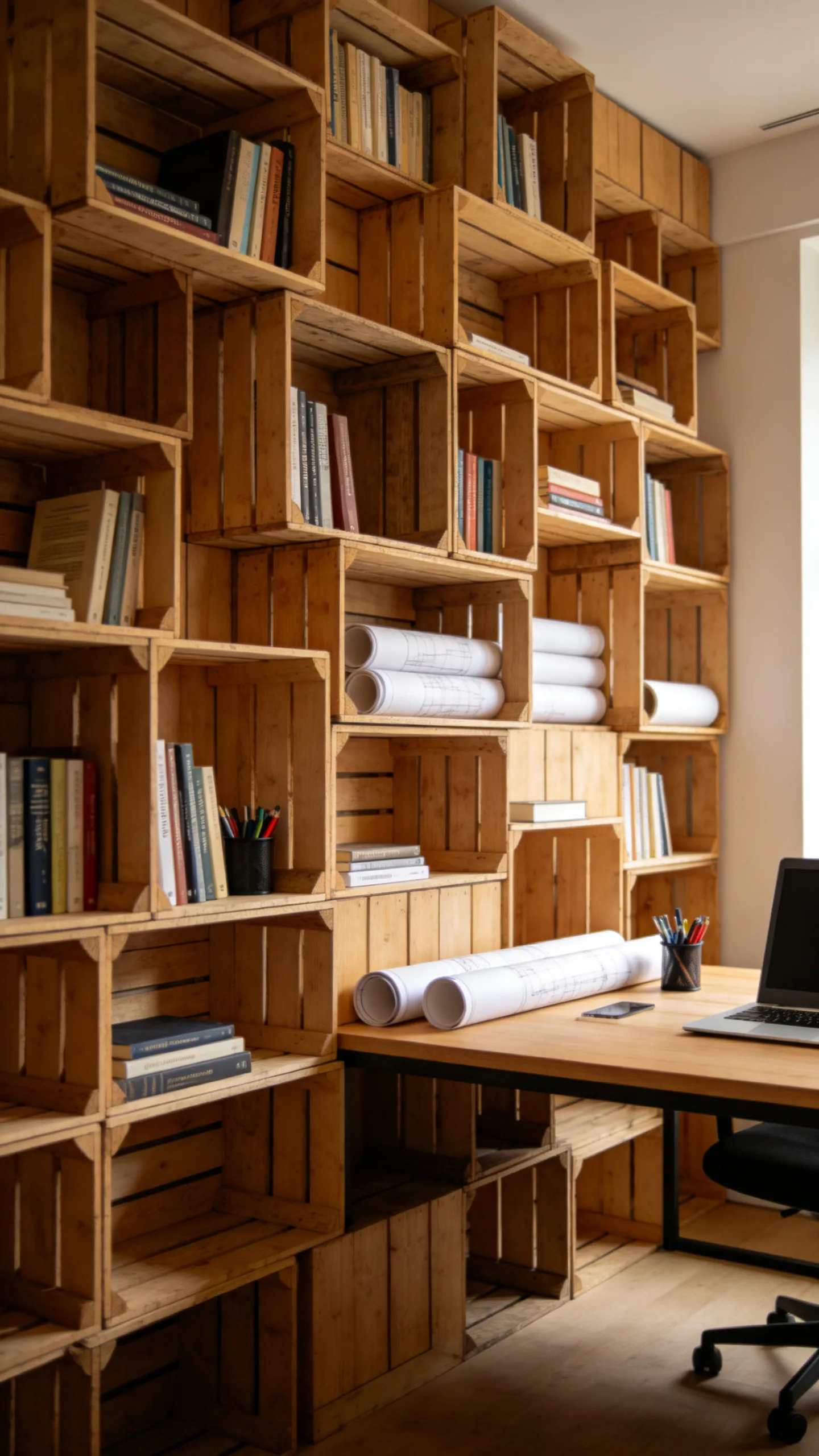 15. Home Office Modular Crate Shelves