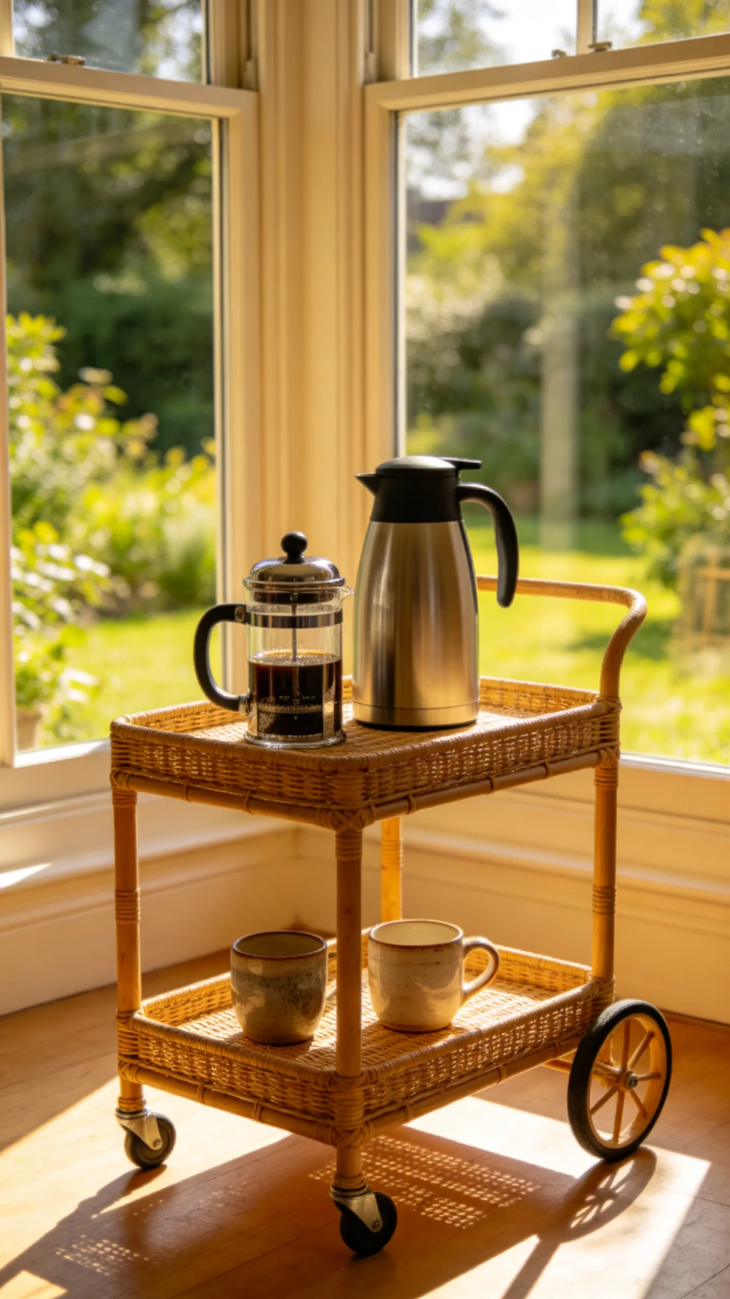 15. Sunroom Coffee Cart for Relaxing Mornings
