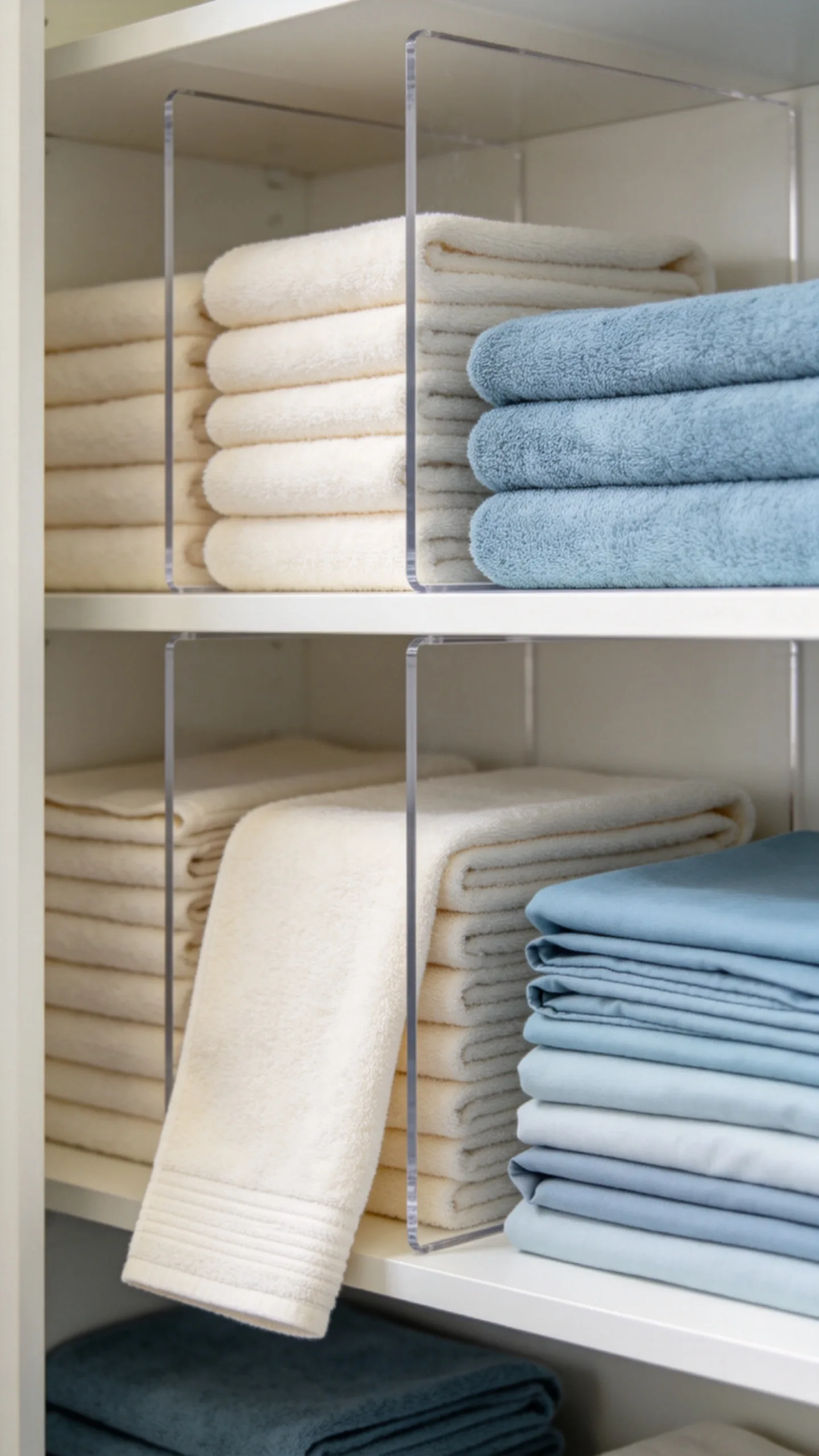 2. Add Shelf Dividers Between Linen Stacks