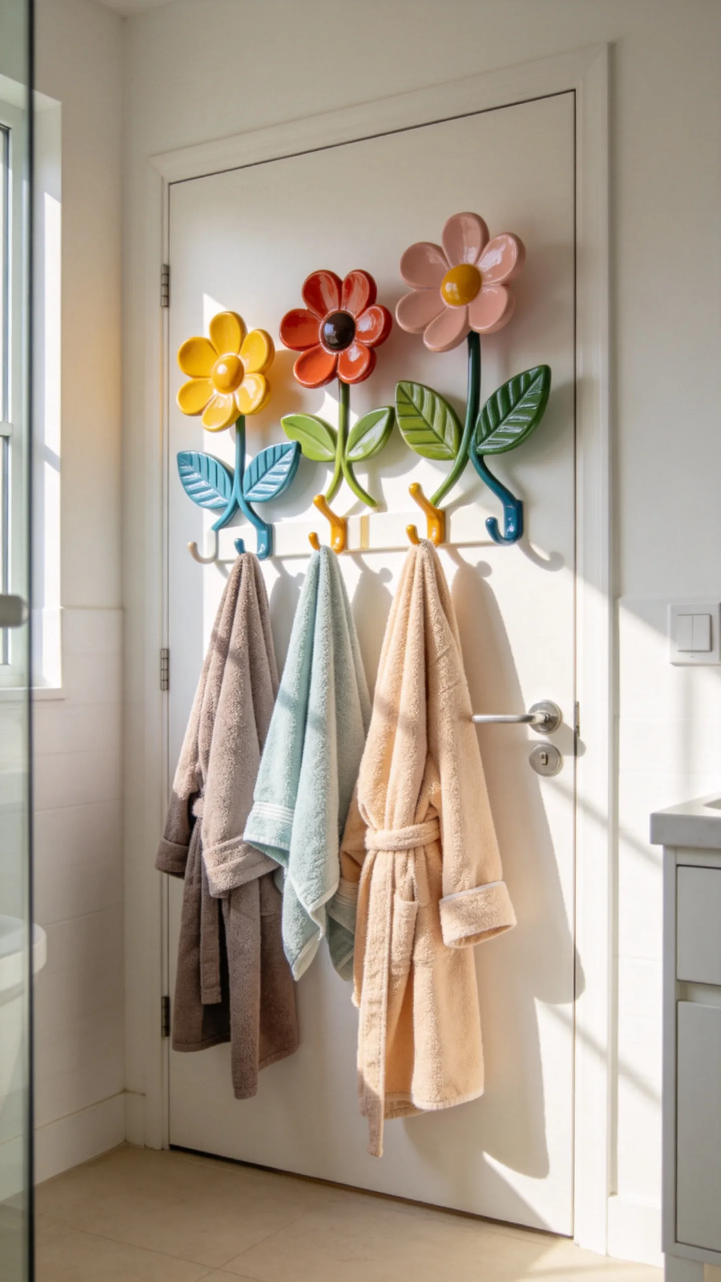 19. Decorate With Oversized Flower Hooks